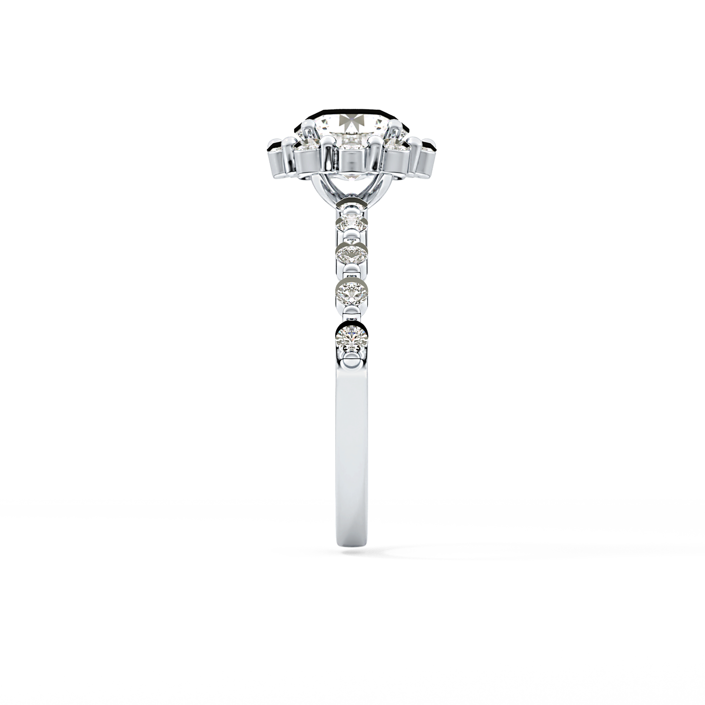 Radiant Cut 1.03 Carat Moissanite Ring – Halo and Pave Setting in Gold