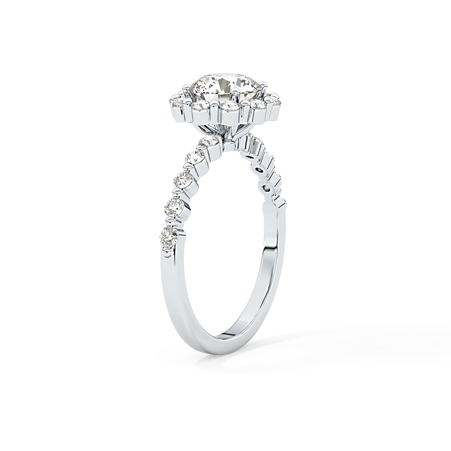 Radiant Cut 1.03 Carat Moissanite Ring – Halo and Pave Setting in Gold