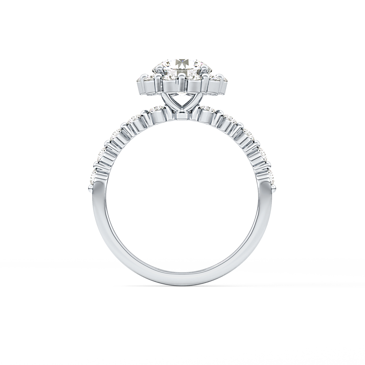 Radiant Cut 1.03 Carat Moissanite Ring – Halo and Pave Setting in Gold