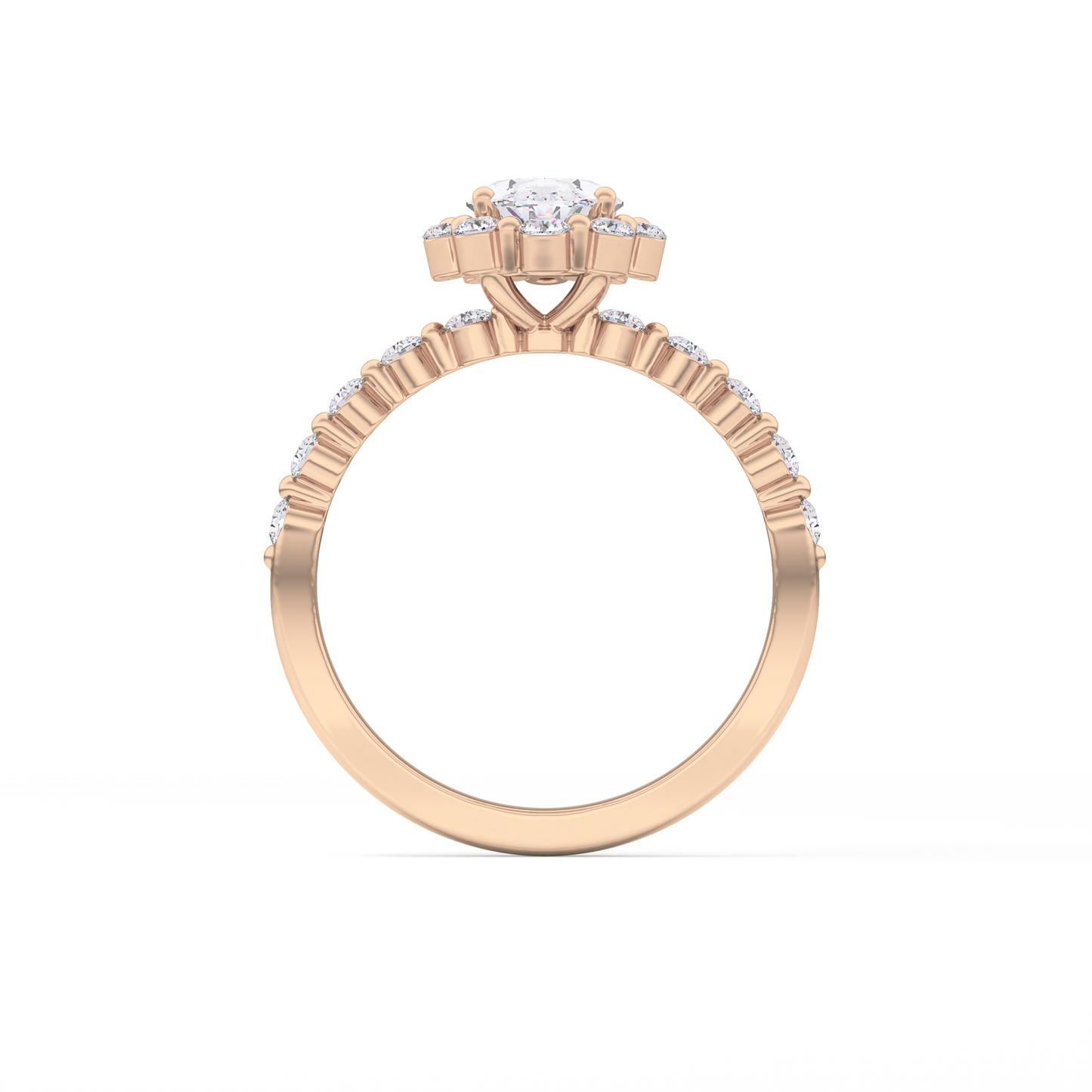 Oval Cut 0.83 Carat Moissanite Ring – Halo and Pave Setting in Gold