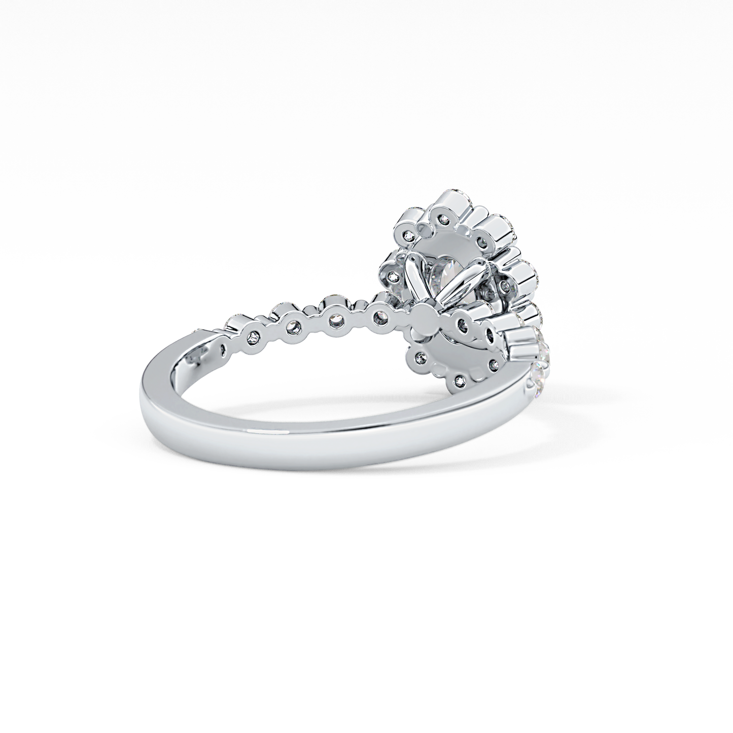 Oval Cut 0.83 Carat Moissanite Ring – Halo and Pave Setting in Gold