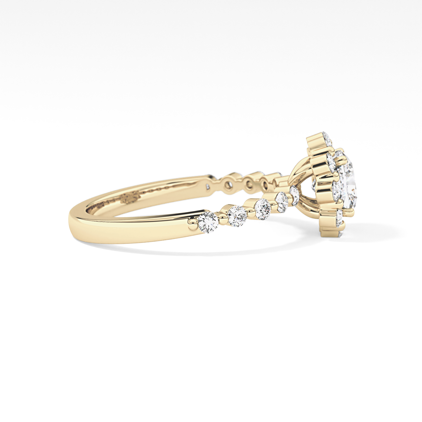 Cushion Cut 0.86 Carat Moissanite Ring – Halo and Pave Setting in Gold