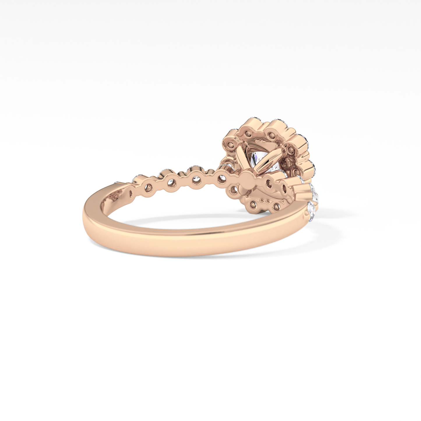 Cushion Cut 0.86 Carat Moissanite Ring – Halo and Pave Setting in Gold