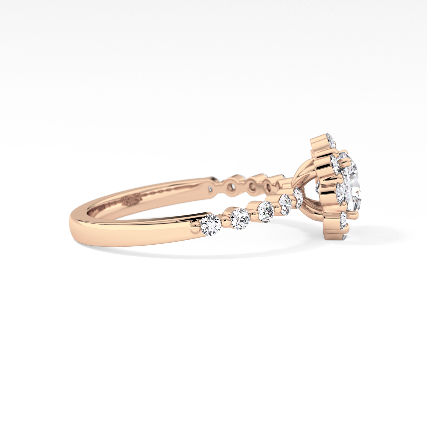 Cushion Cut 0.86 Carat Moissanite Ring – Halo and Pave Setting in Gold