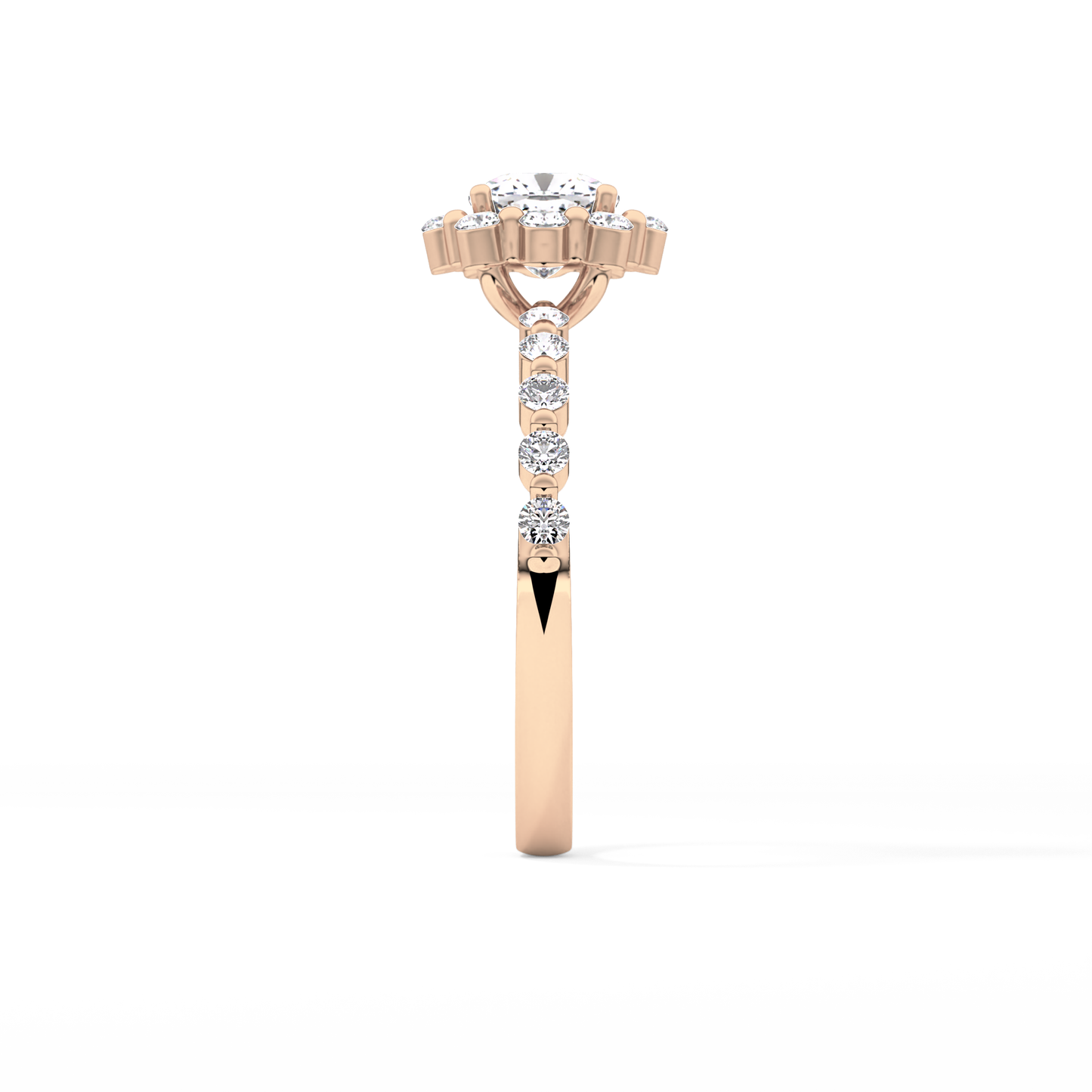 Cushion Cut 0.86 Carat Moissanite Ring – Halo and Pave Setting in Gold