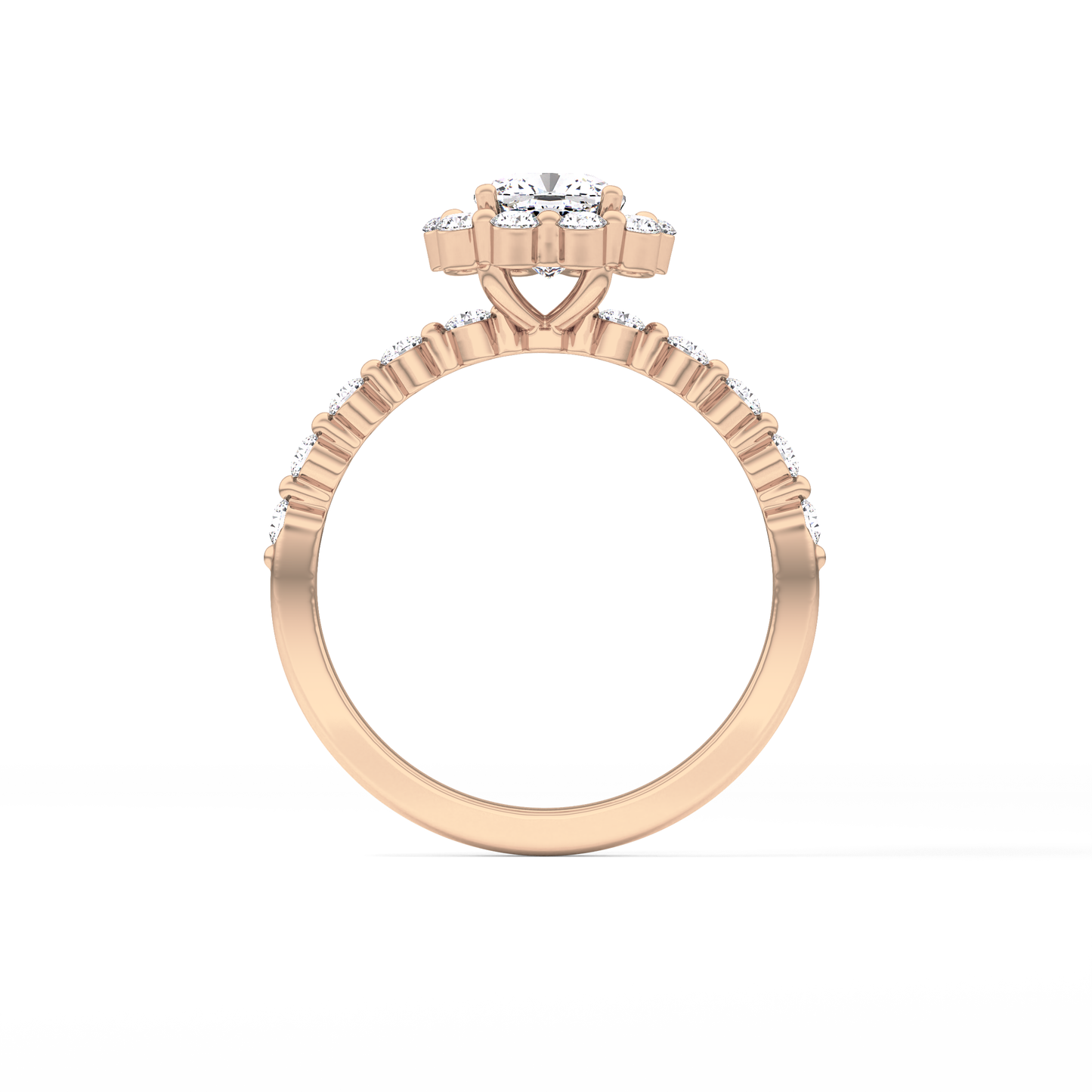 Cushion Cut 0.86 Carat Moissanite Ring – Halo and Pave Setting in Gold