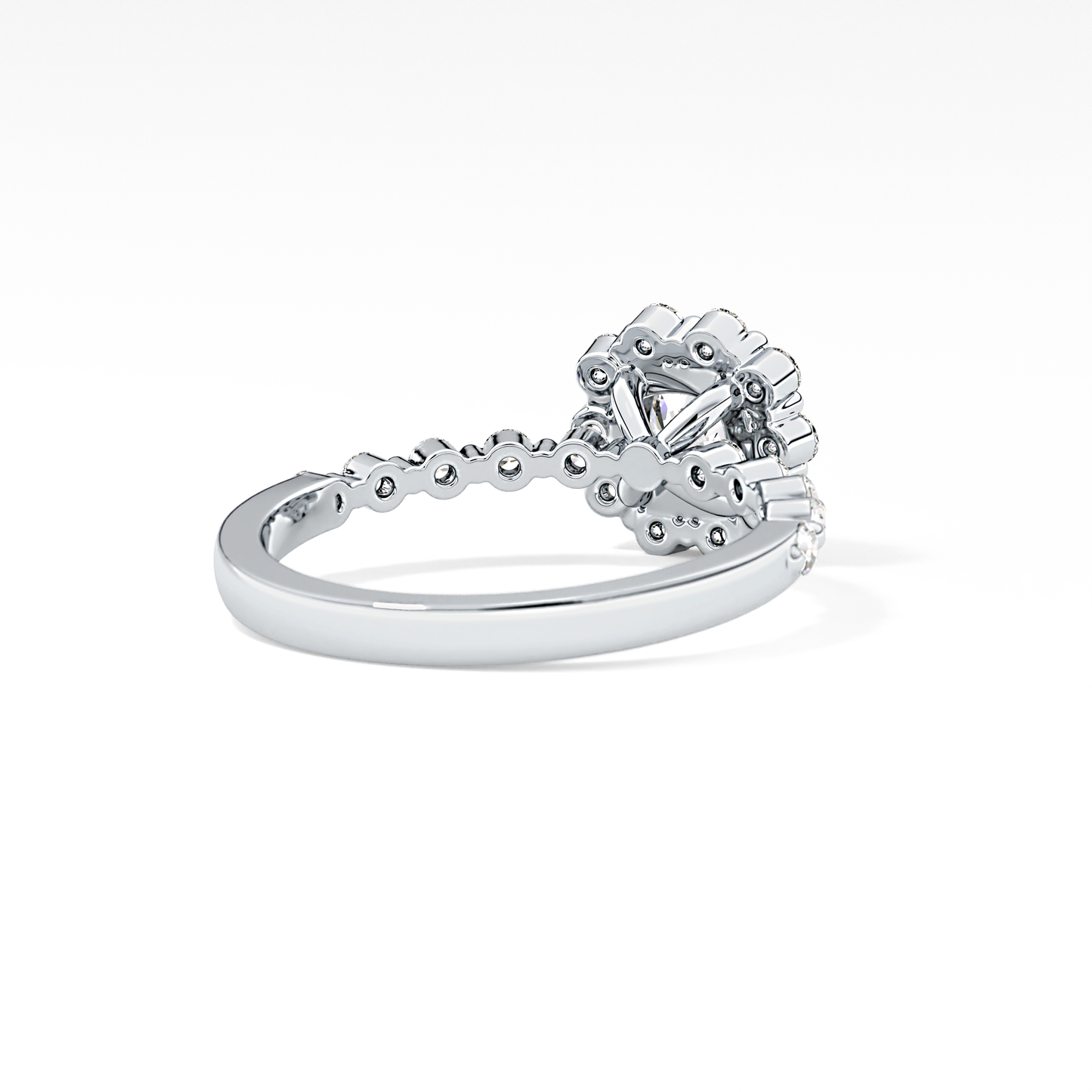 Cushion Cut 0.86 Carat Moissanite Ring – Halo and Pave Setting in Gold