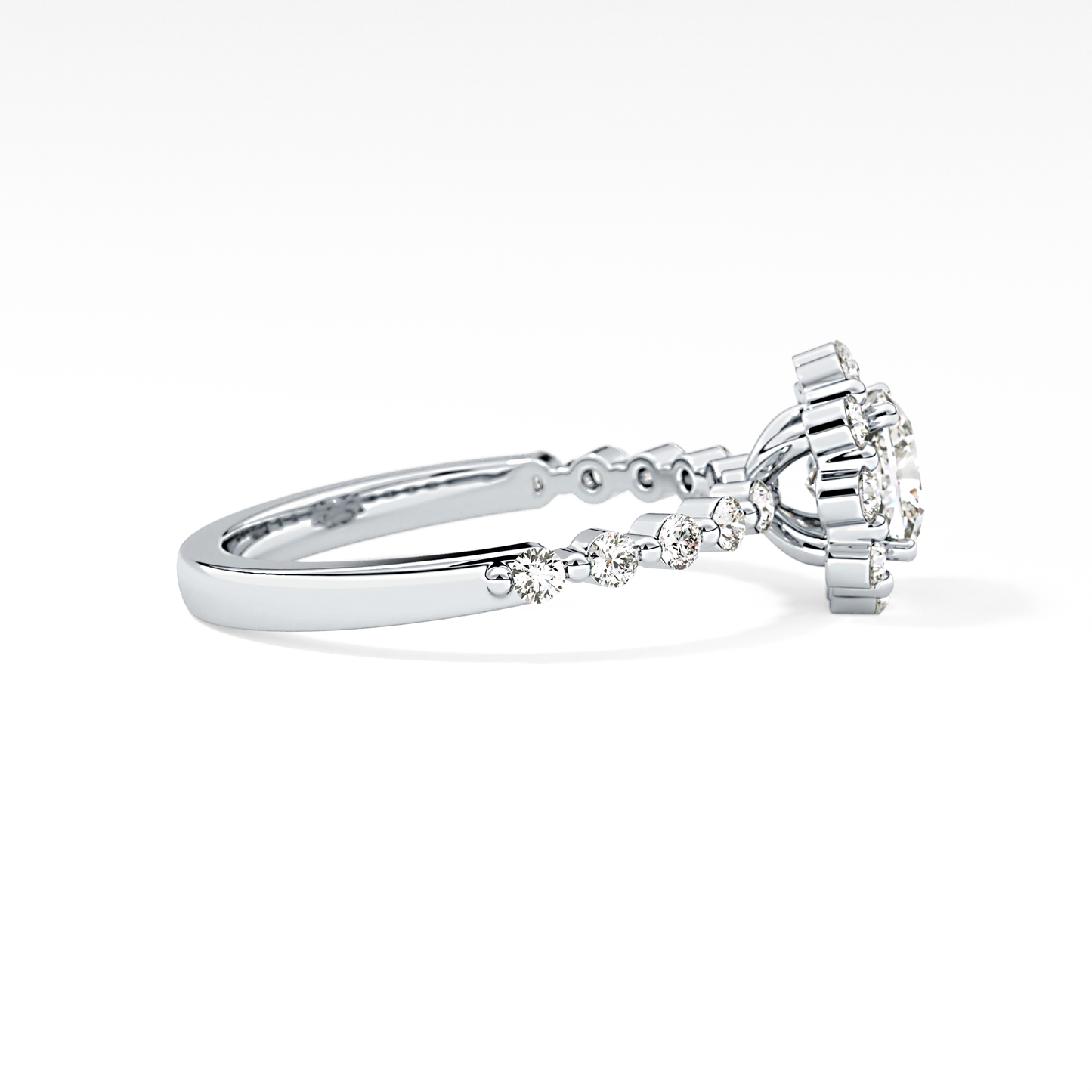 Cushion Cut 0.86 Carat Moissanite Ring – Halo and Pave Setting in Gold