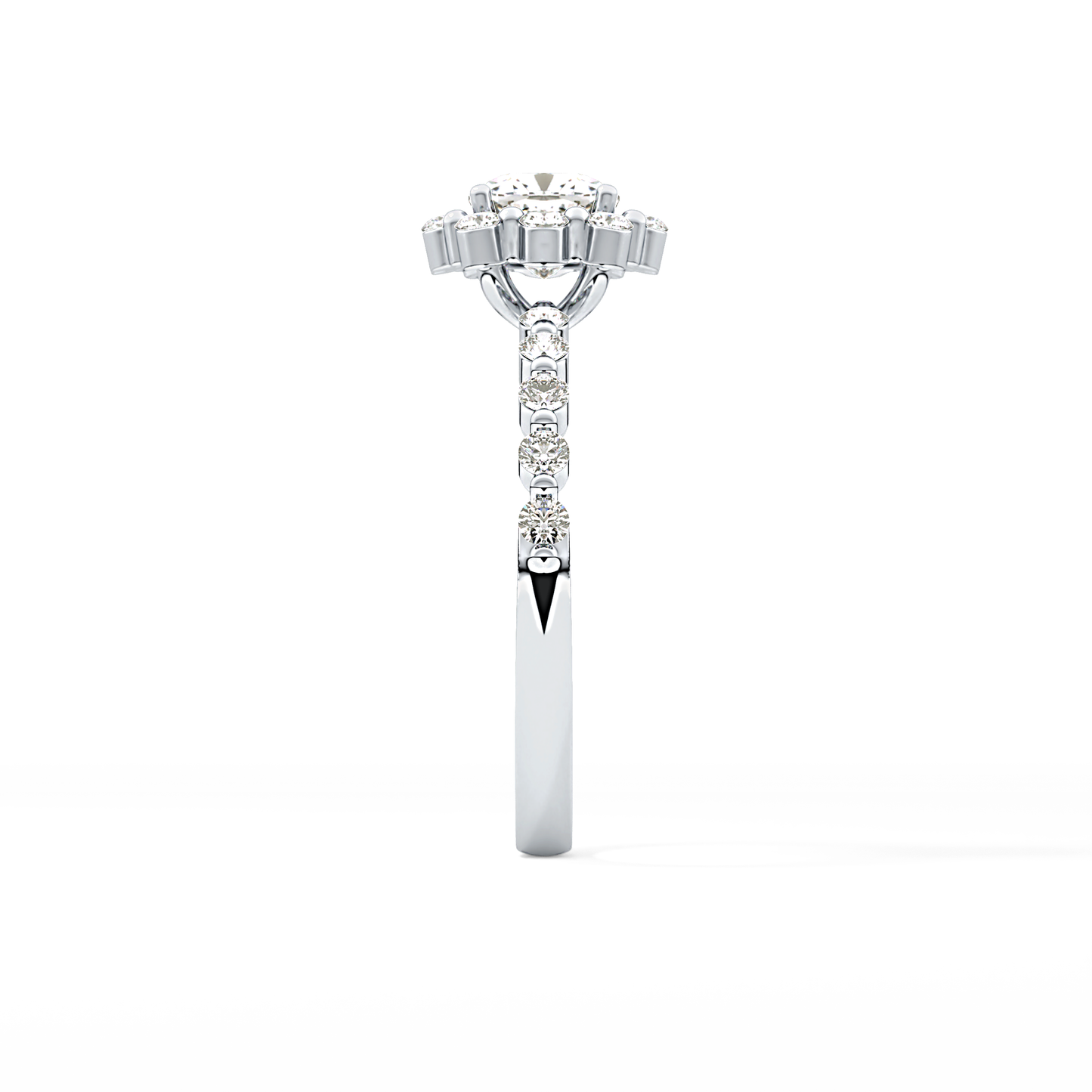 Cushion Cut 0.86 Carat Moissanite Ring – Halo and Pave Setting in Gold