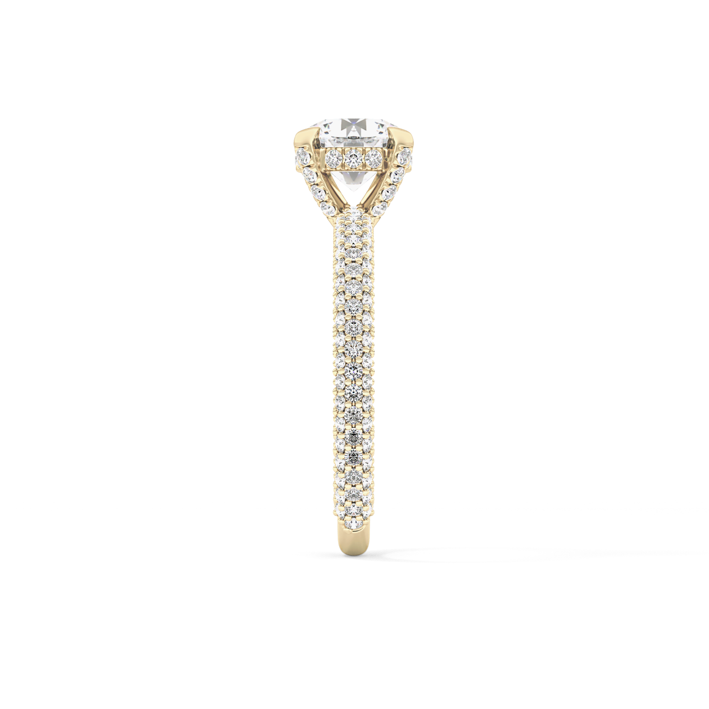 Round Cut 1.03 Carat Moissanite Ring – Halo and Pave Setting in Gold