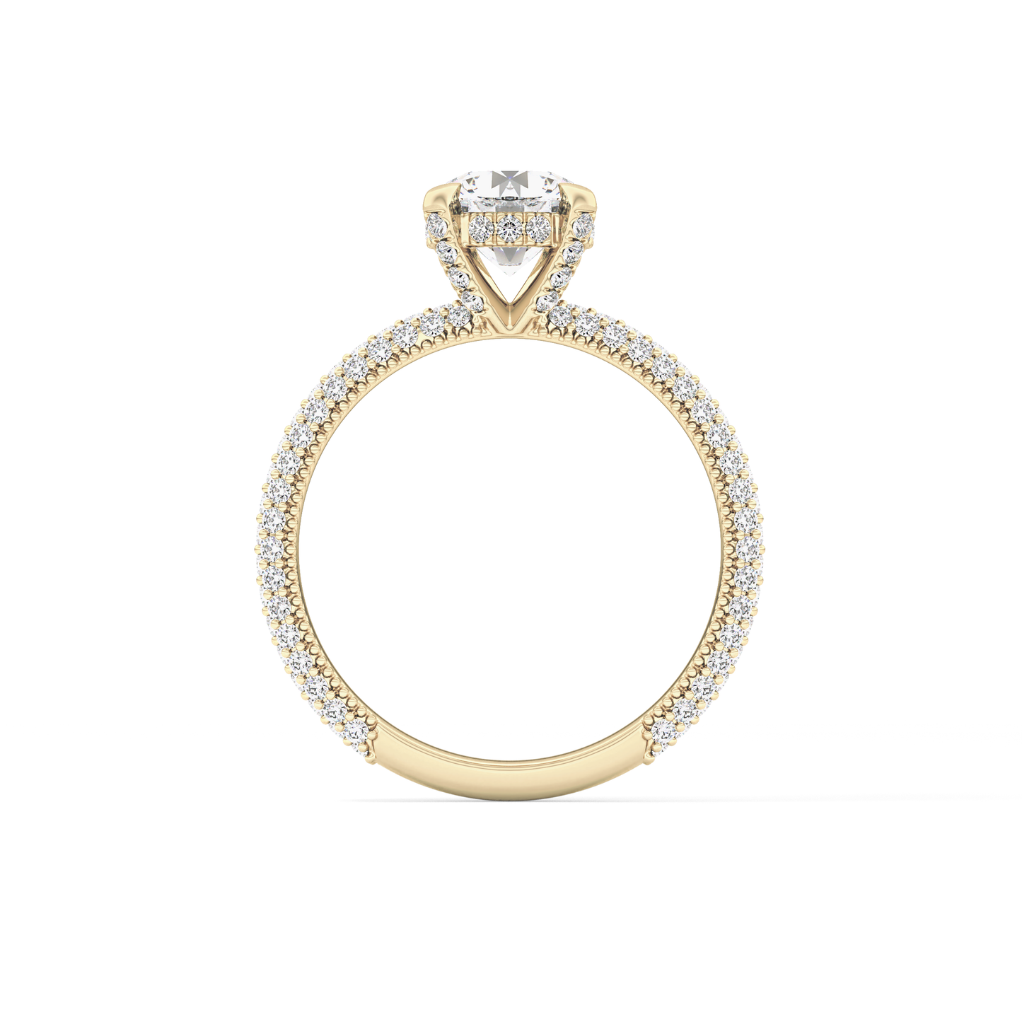 Round Cut 1.03 Carat Moissanite Ring – Halo and Pave Setting in Gold