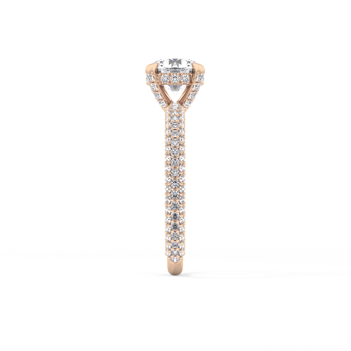 Round Cut 1.03 Carat Moissanite Ring – Halo and Pave Setting in Gold