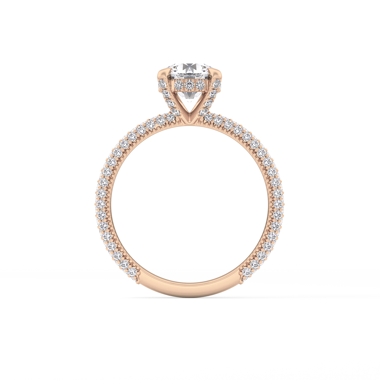 Round Cut 1.03 Carat Moissanite Ring – Halo and Pave Setting in Gold