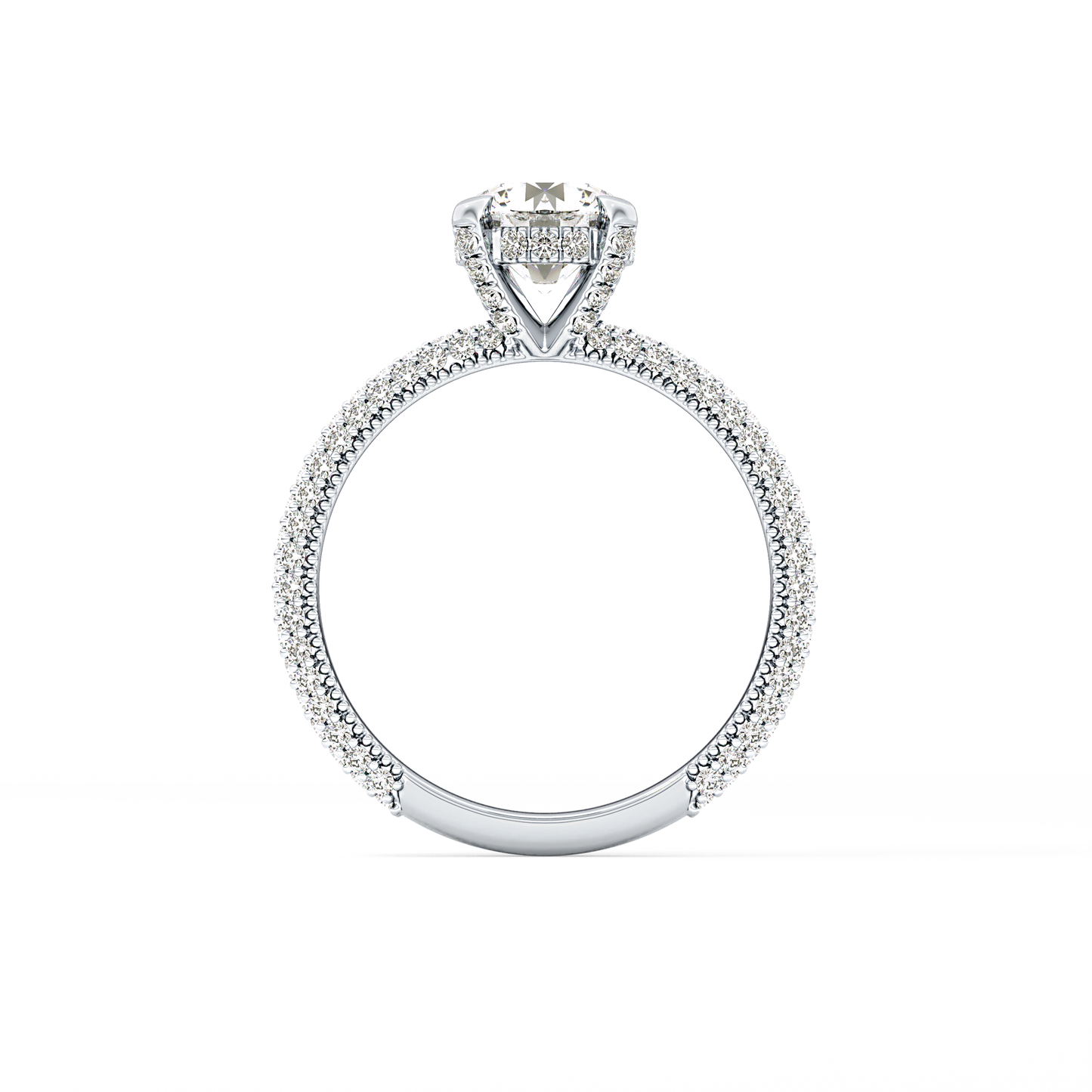 Round Cut 1.03 Carat Moissanite Ring – Halo and Pave Setting in Gold