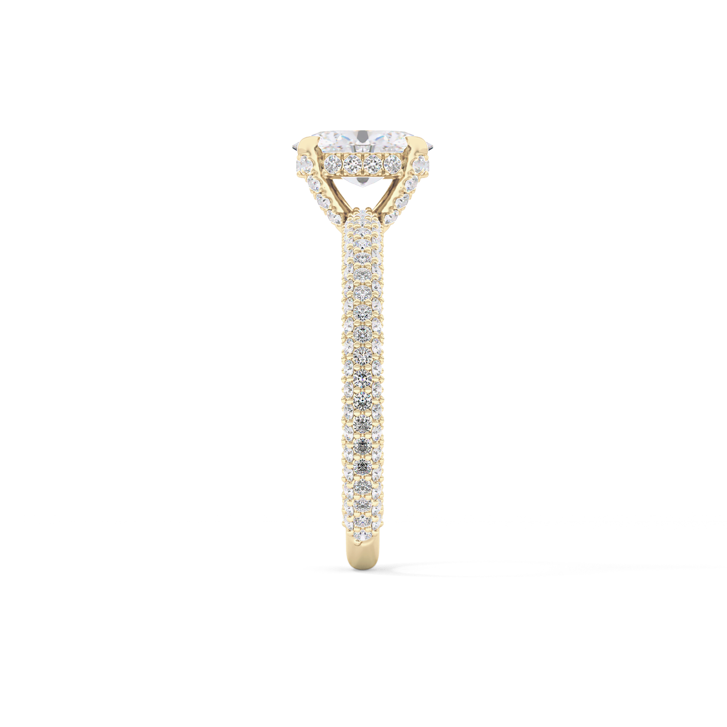 Oval Cut 0.83 Carat Moissanite Ring – Hidden Halo and Pave Setting in Gold