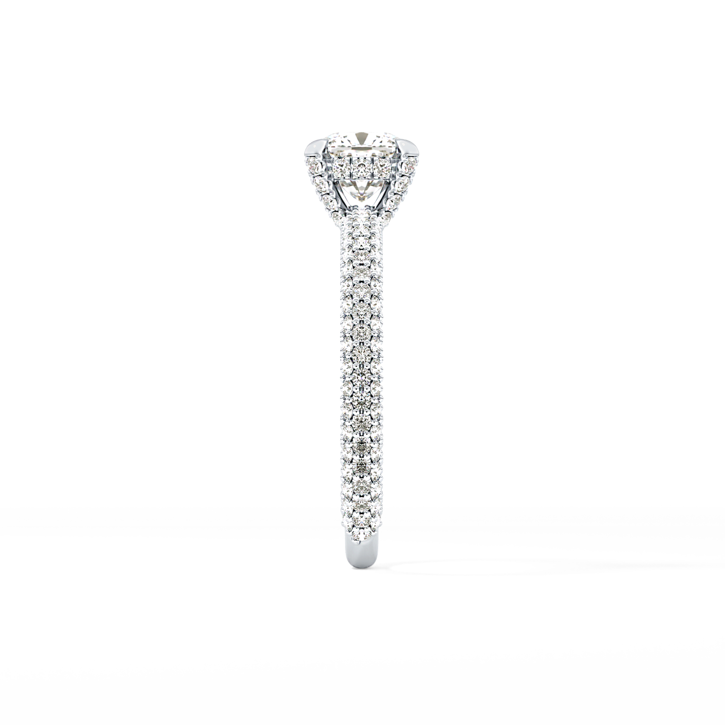 Cushion Cut 0.86 Carat Moissanite Ring – Hidden Halo and Pave Setting in Gold