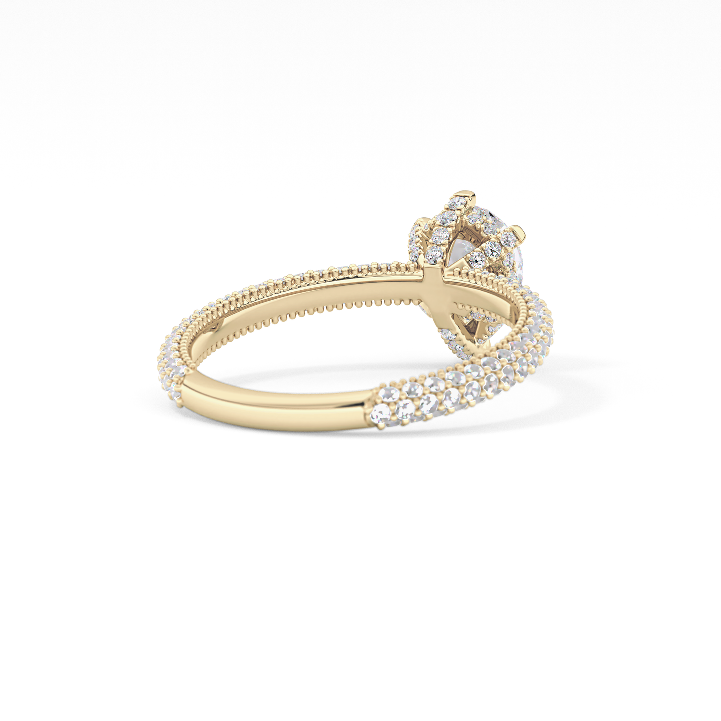 Pear Cut 0.81 Carat Moissanite Ring – Hidden Halo and Pave Setting in Gold