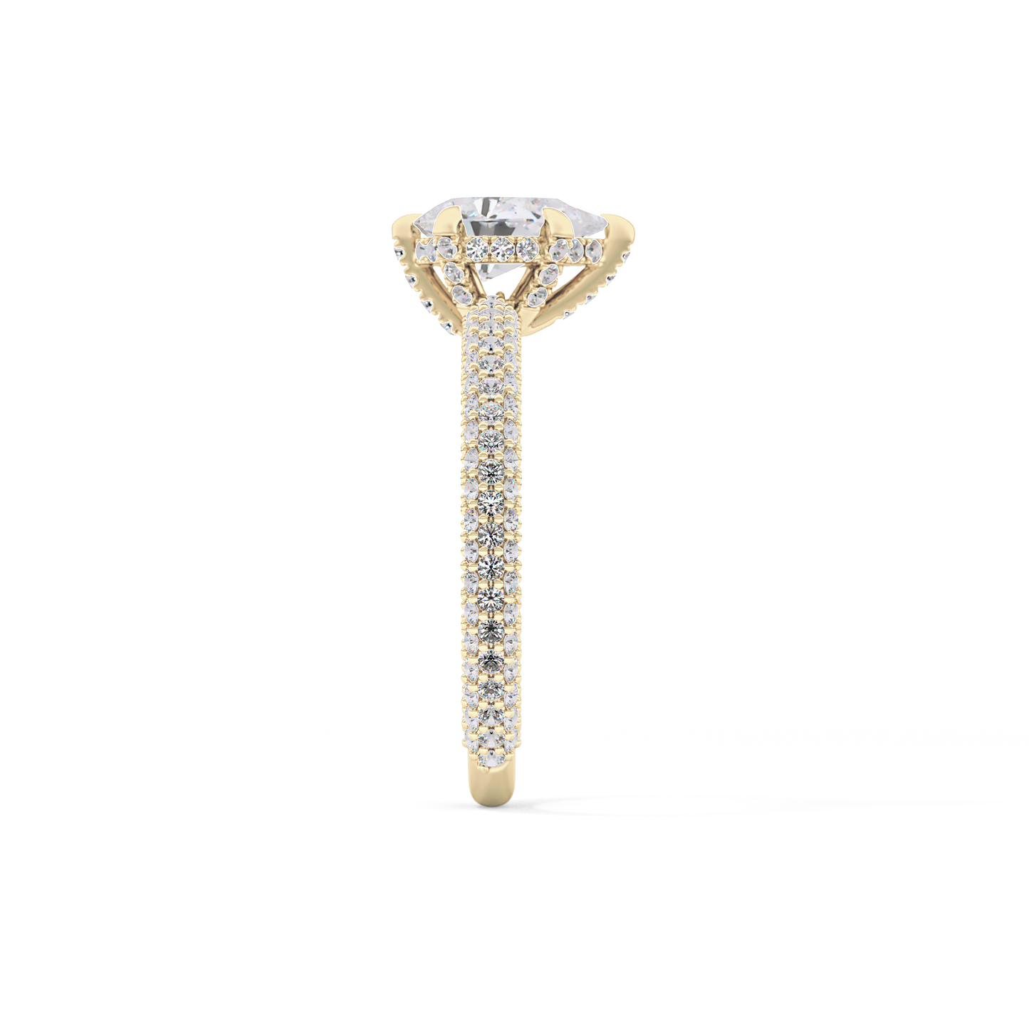 Pear Cut 0.81 Carat Moissanite Ring – Hidden Halo and Pave Setting in Gold