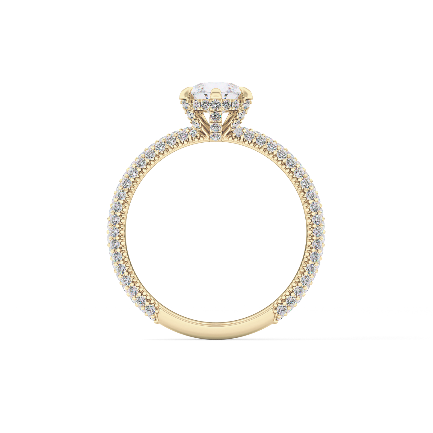 Pear Cut 0.81 Carat Moissanite Ring – Hidden Halo and Pave Setting in Gold