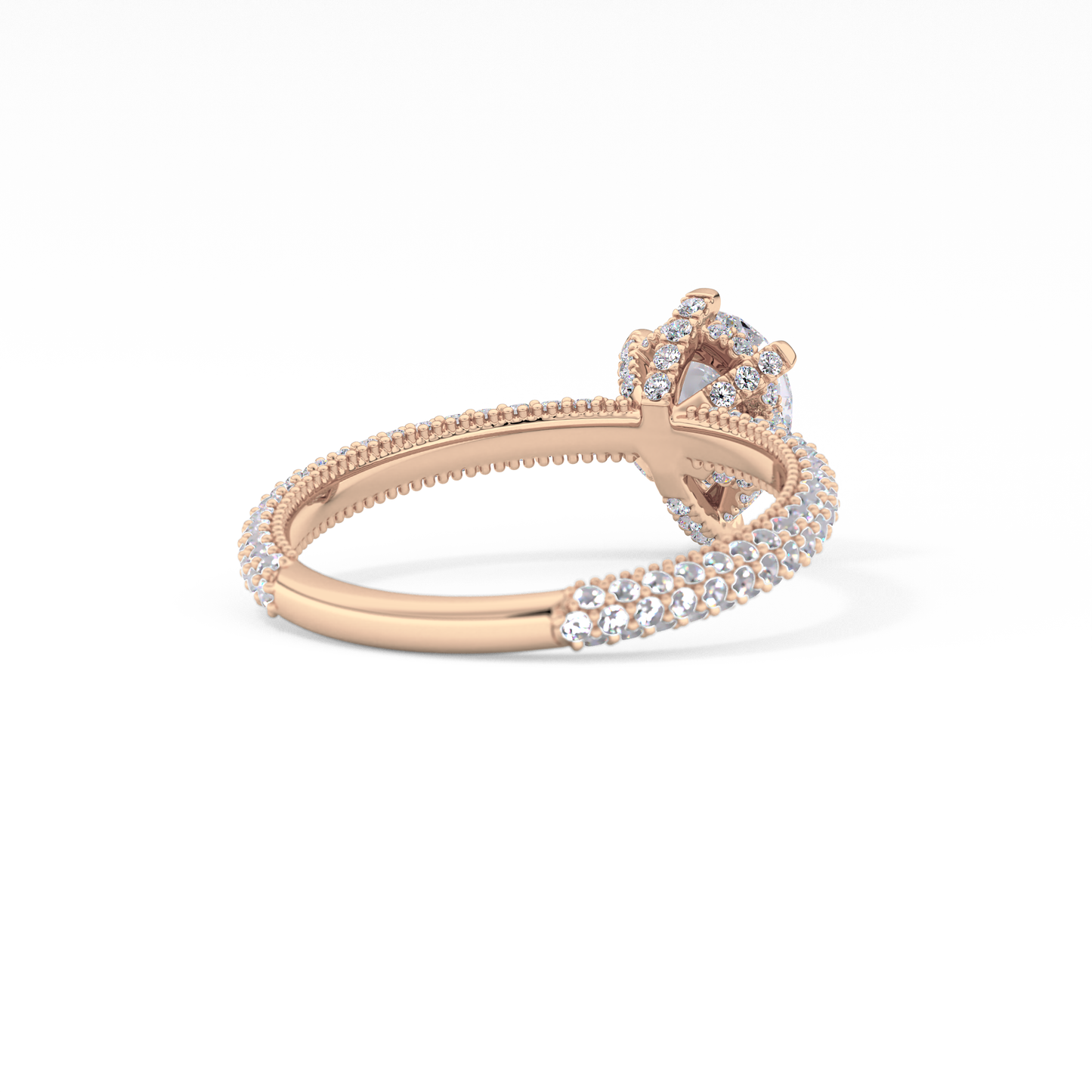 Pear Cut 0.81 Carat Moissanite Ring – Hidden Halo and Pave Setting in Gold
