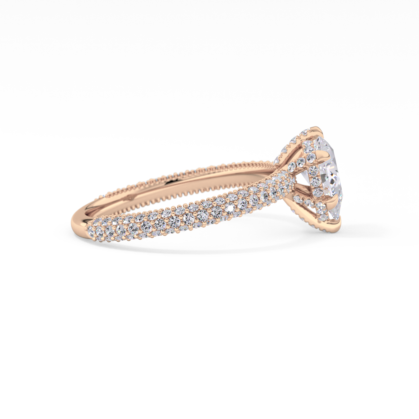 Pear Cut 0.81 Carat Moissanite Ring – Hidden Halo and Pave Setting in Gold
