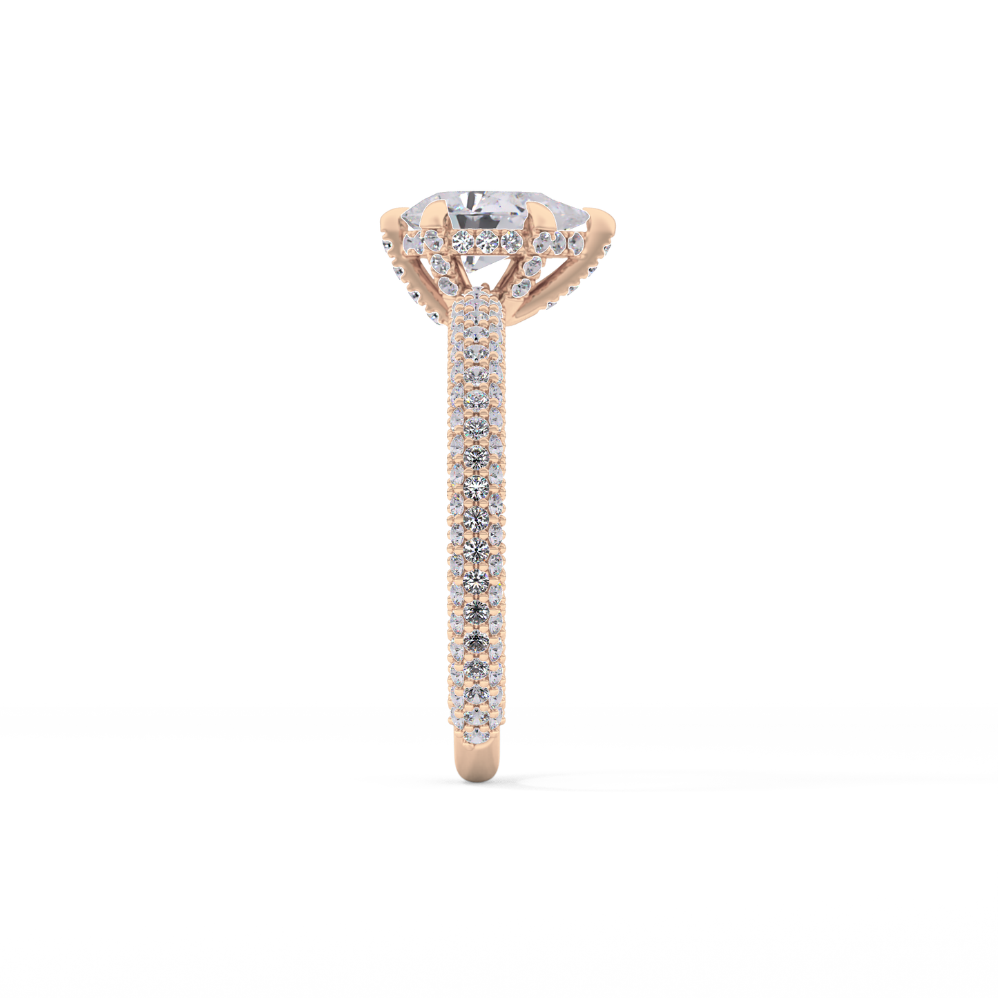 Pear Cut 0.81 Carat Moissanite Ring – Hidden Halo and Pave Setting in Gold