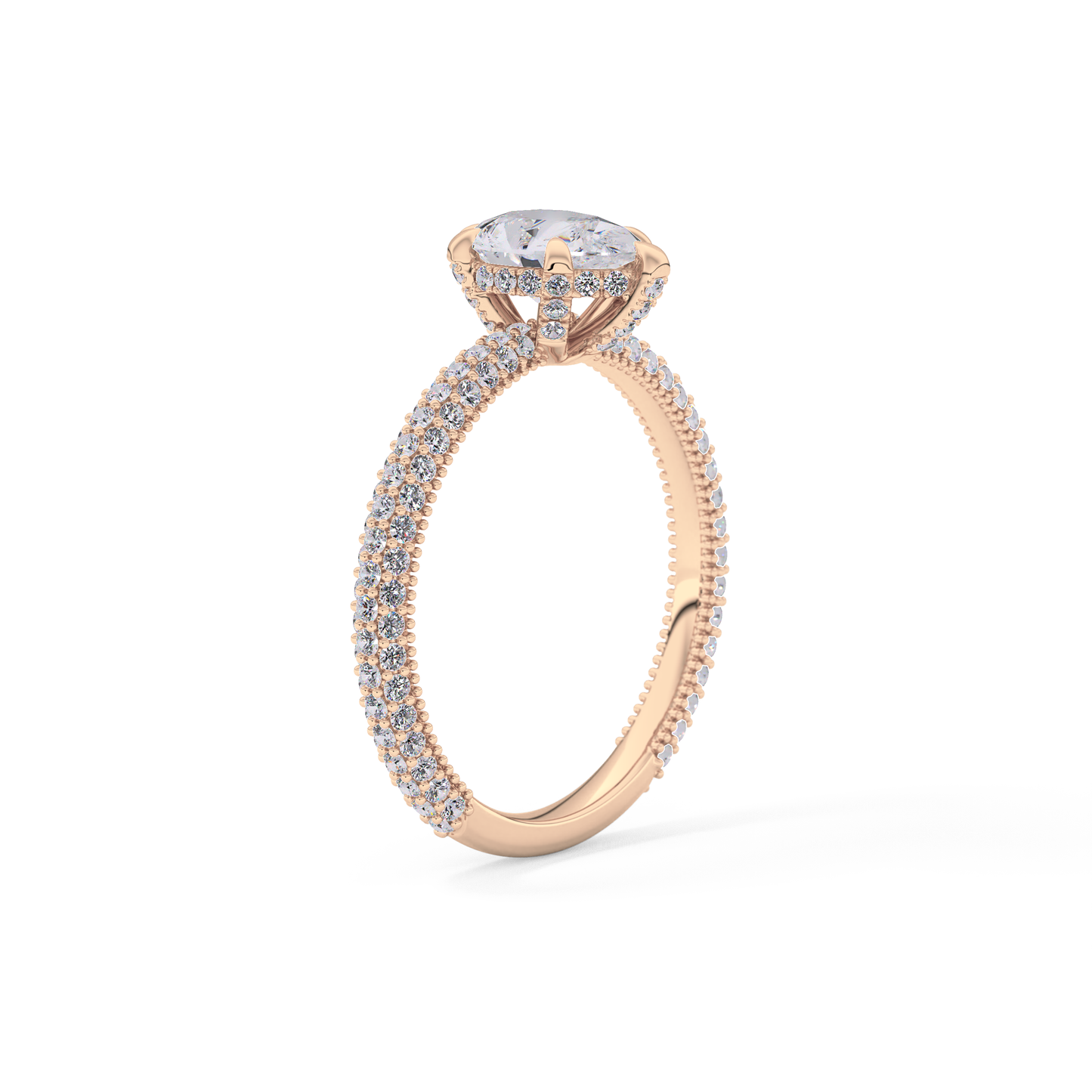 Pear Cut 0.81 Carat Moissanite Ring – Hidden Halo and Pave Setting in Gold