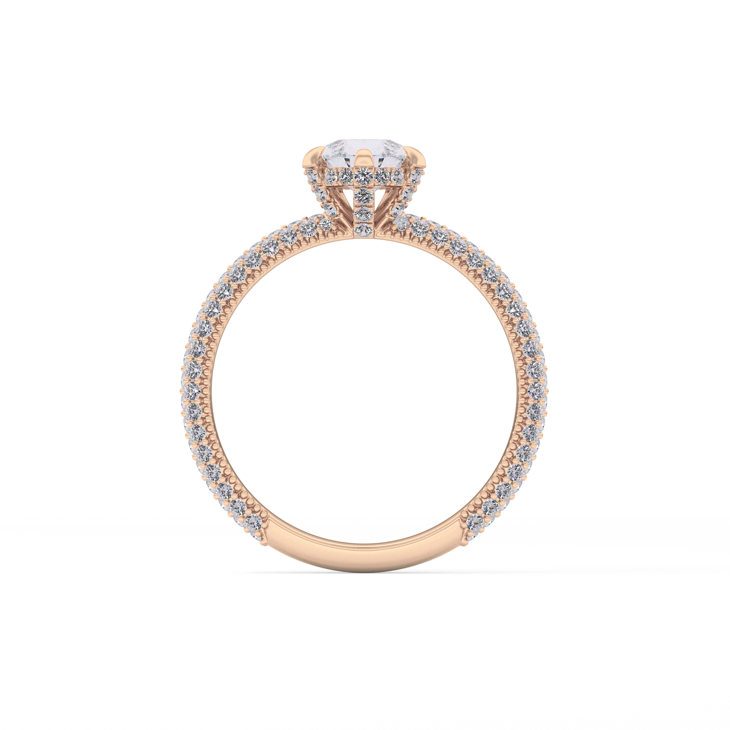 Pear Cut 0.81 Carat Moissanite Ring – Hidden Halo and Pave Setting in Gold