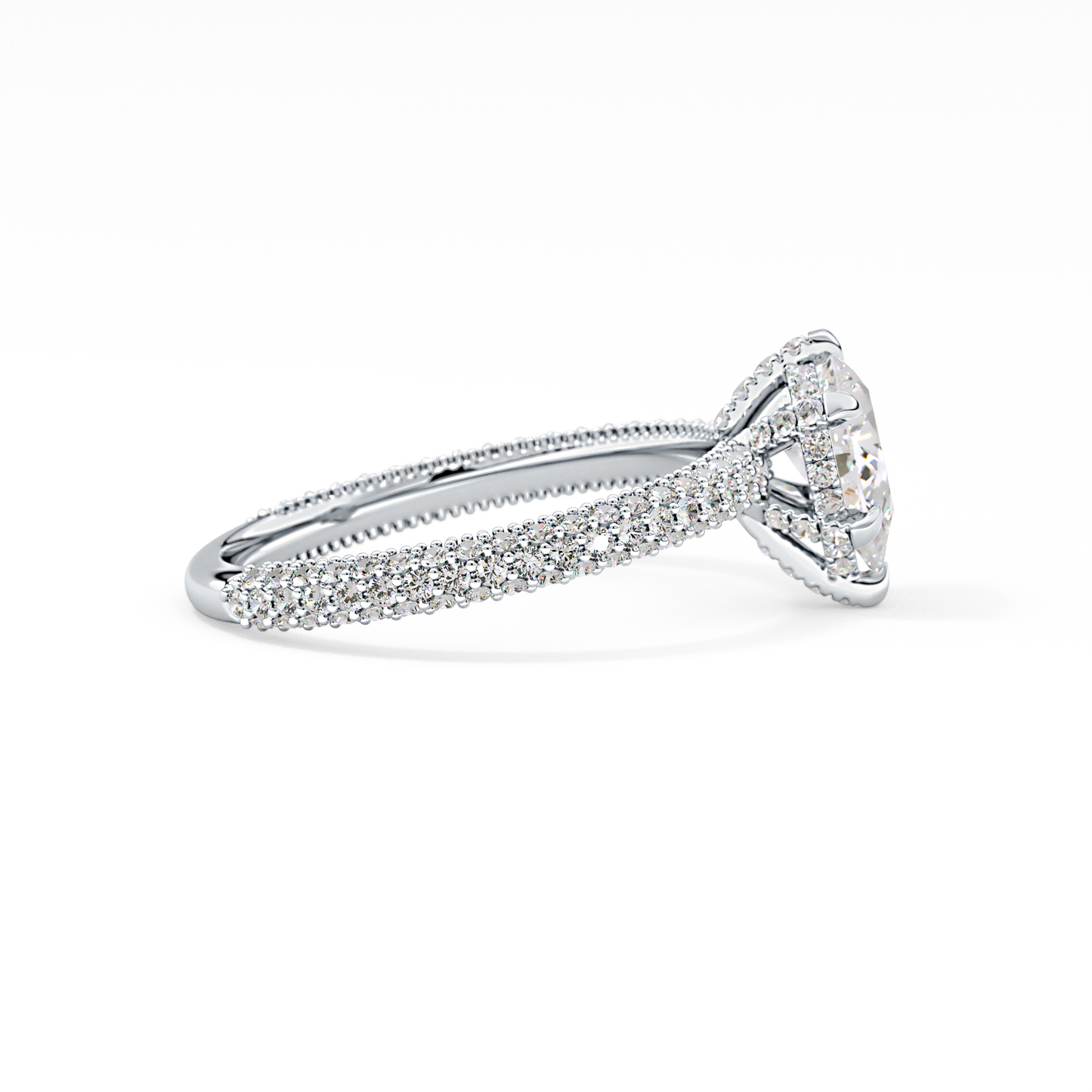 Pear Cut 0.81 Carat Moissanite Ring – Hidden Halo and Pave Setting in Gold