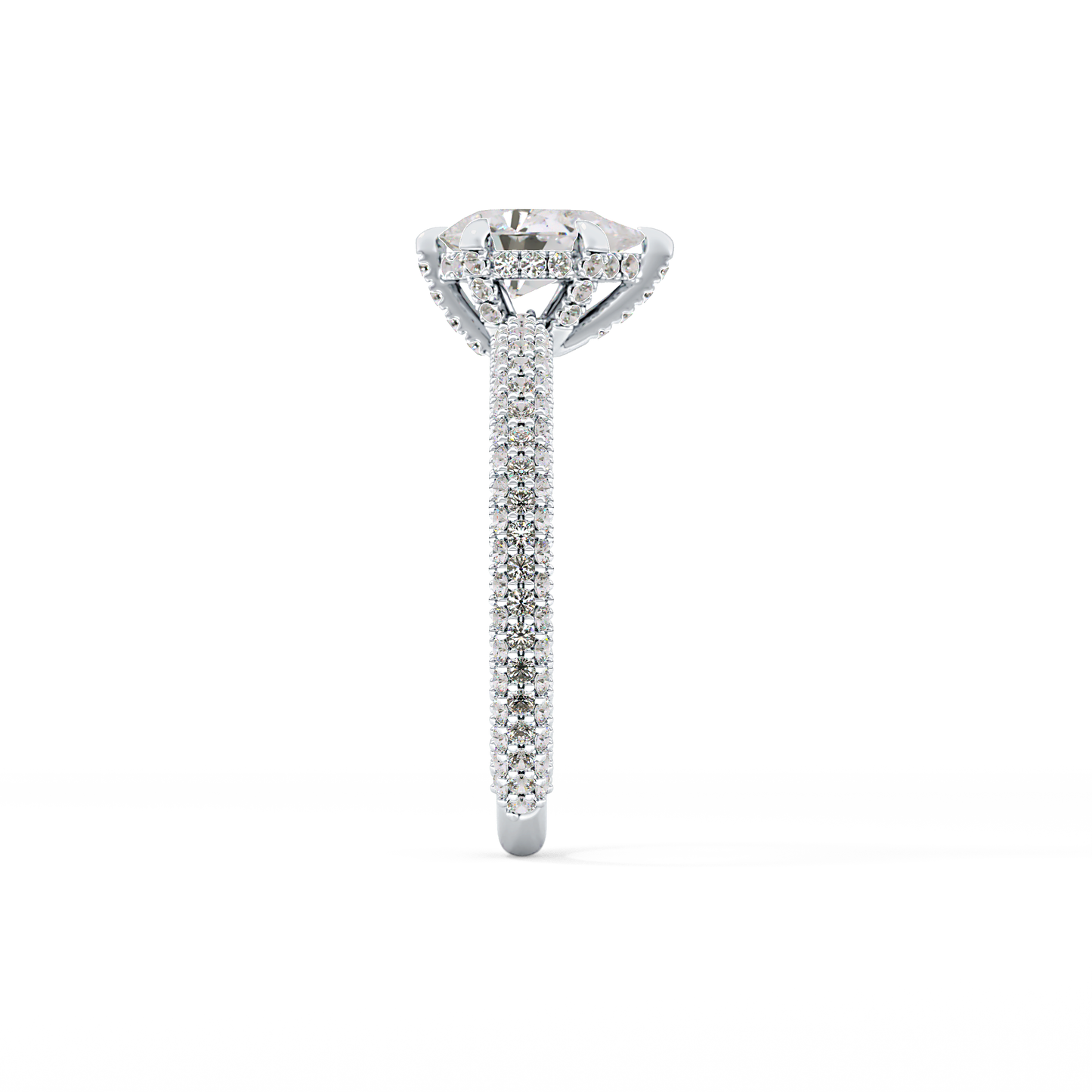 Pear Cut 0.81 Carat Moissanite Ring – Hidden Halo and Pave Setting in Gold