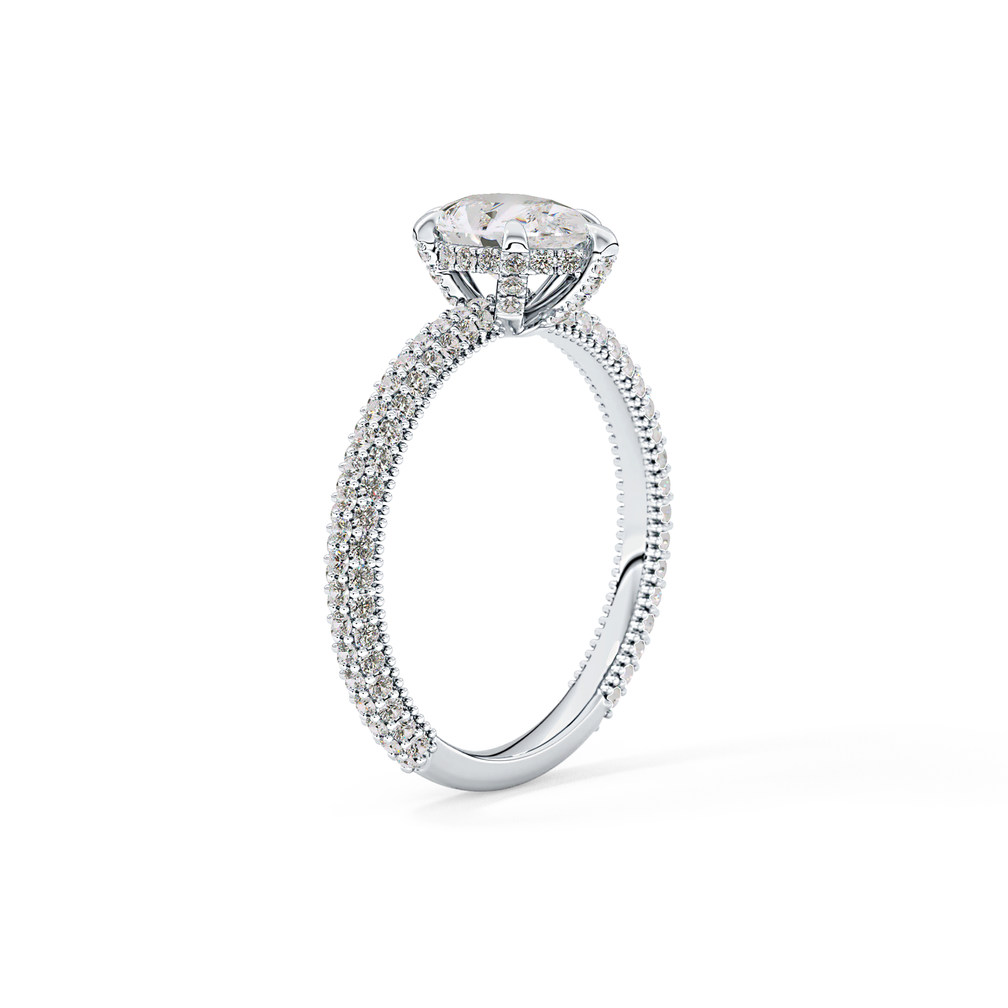Pear Cut 0.81 Carat Moissanite Ring – Hidden Halo and Pave Setting in Gold
