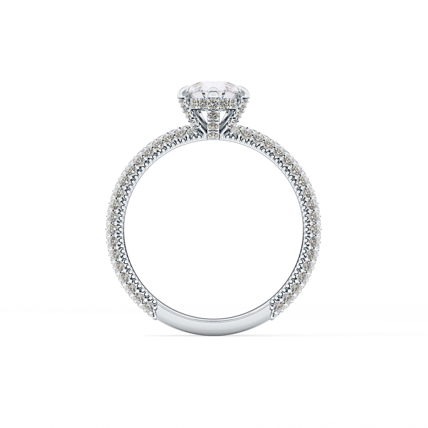 Pear Cut 0.81 Carat Moissanite Ring – Hidden Halo and Pave Setting in Gold