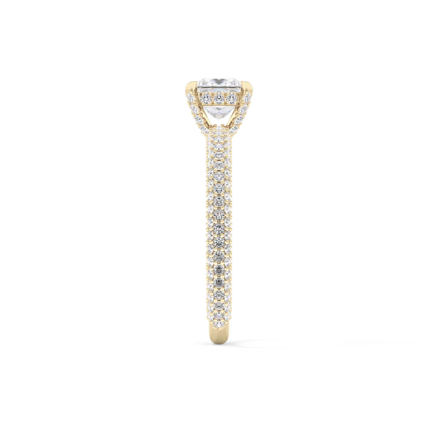 Princess Cut 0.78 Carat Moissanite Ring – Hidden Halo and Pave Setting in Gold