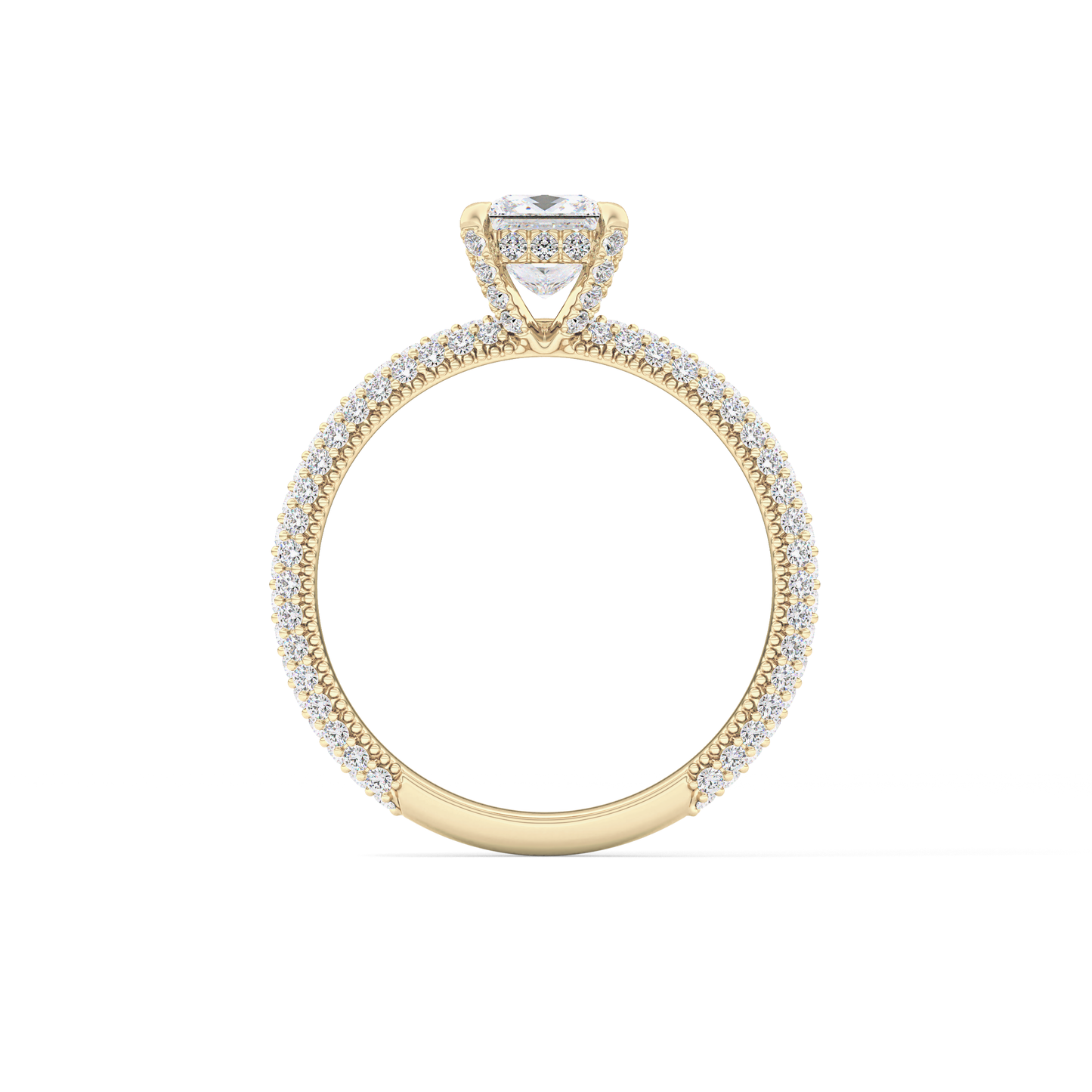 Princess Cut 0.78 Carat Moissanite Ring – Hidden Halo and Pave Setting in Gold