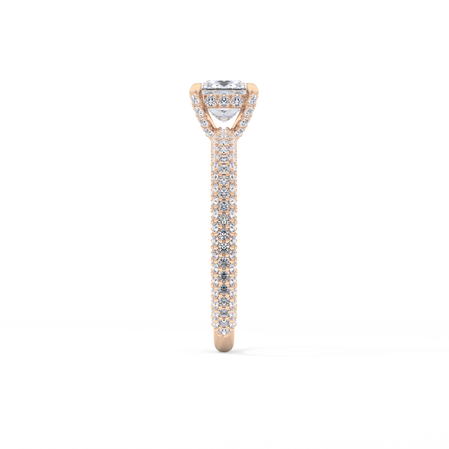Princess Cut 0.78 Carat Moissanite Ring – Hidden Halo and Pave Setting in Gold