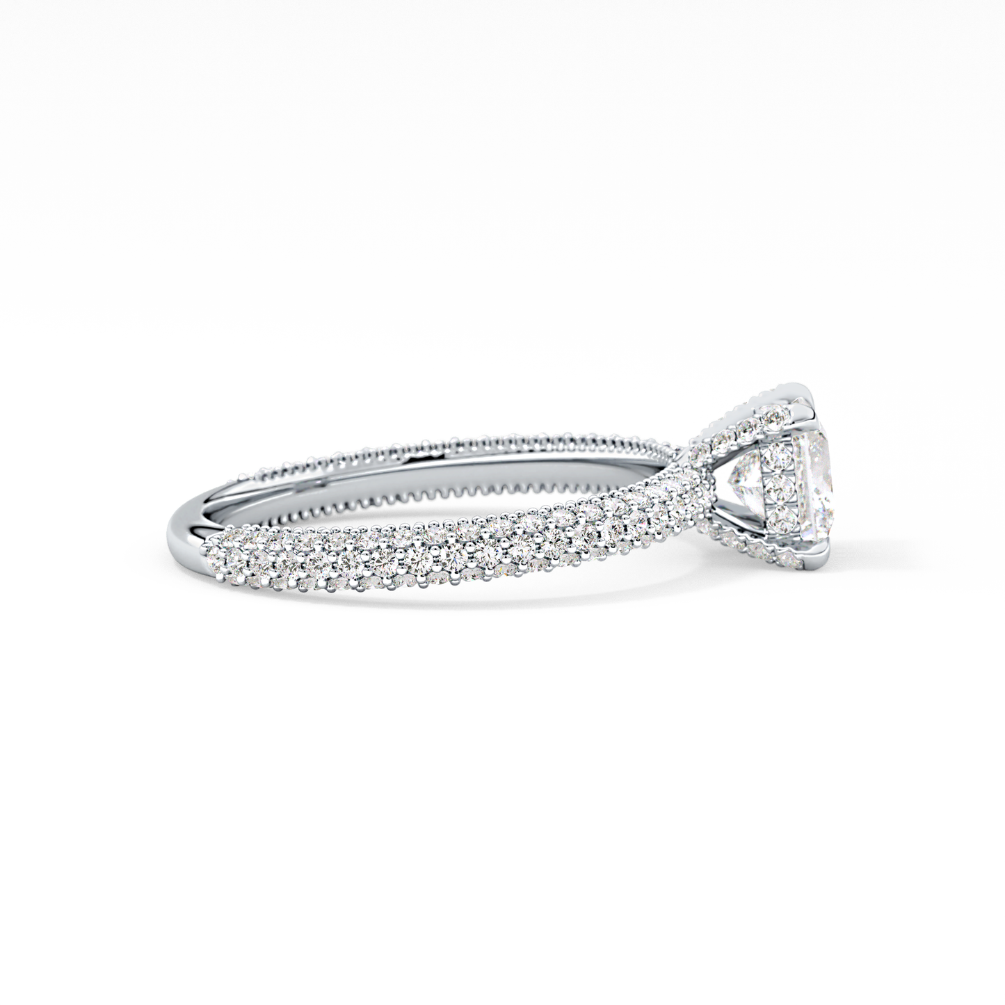 Princess Cut 0.78 Carat Moissanite Ring – Hidden Halo and Pave Setting in Gold