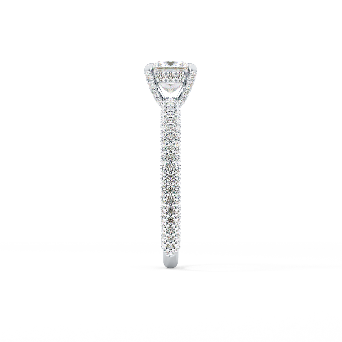 Princess Cut 0.78 Carat Moissanite Ring – Hidden Halo and Pave Setting in Gold