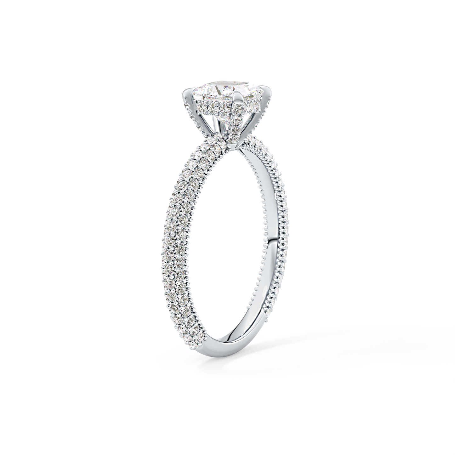 Princess Cut 0.78 Carat Moissanite Ring – Hidden Halo and Pave Setting in Gold