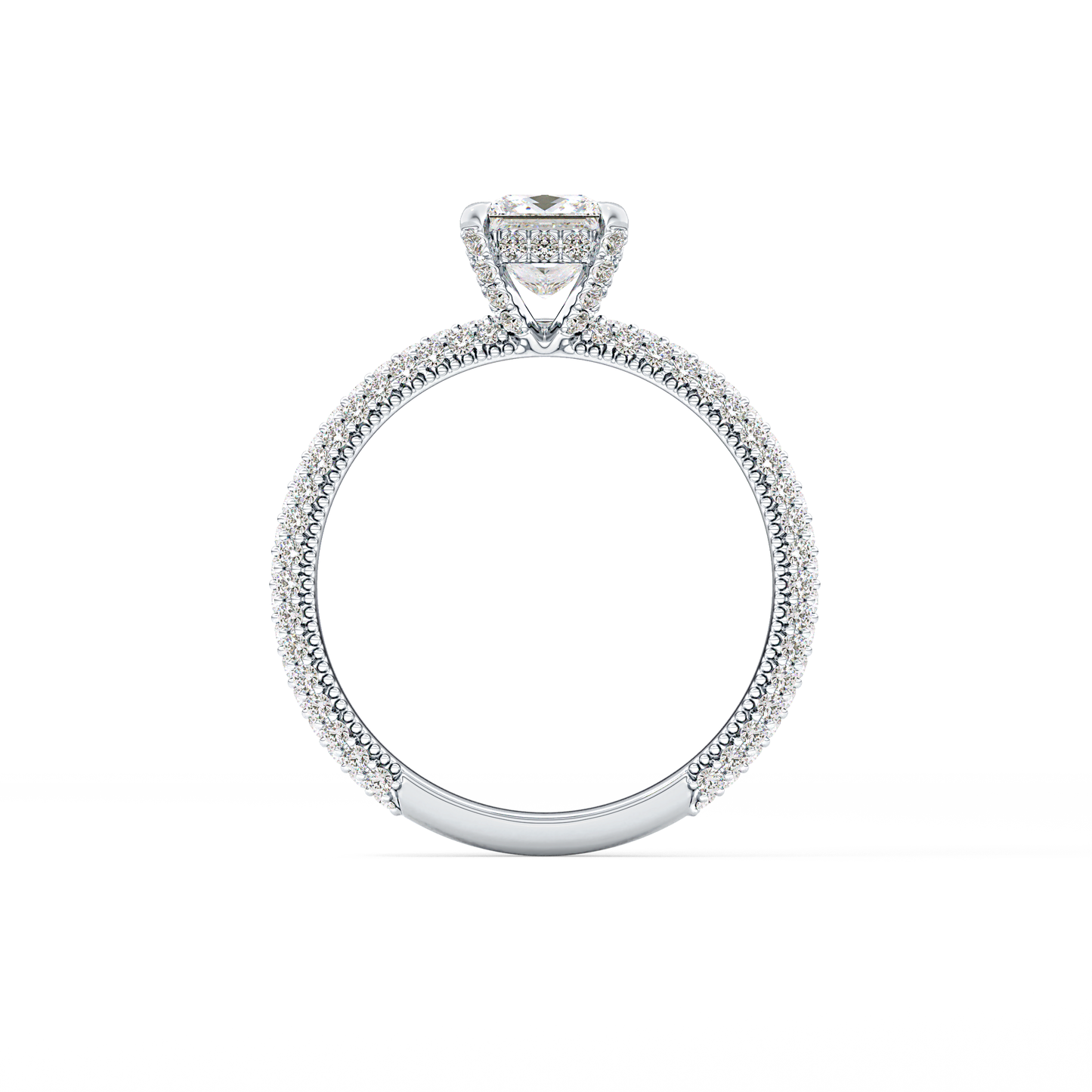 Princess Cut 0.78 Carat Moissanite Ring – Hidden Halo and Pave Setting in Gold