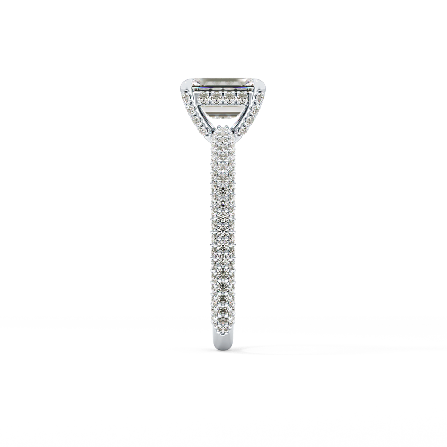 Emerald Cut 1.12 Carat Moissanite Ring – Hidden Halo and Pave Setting in Gold