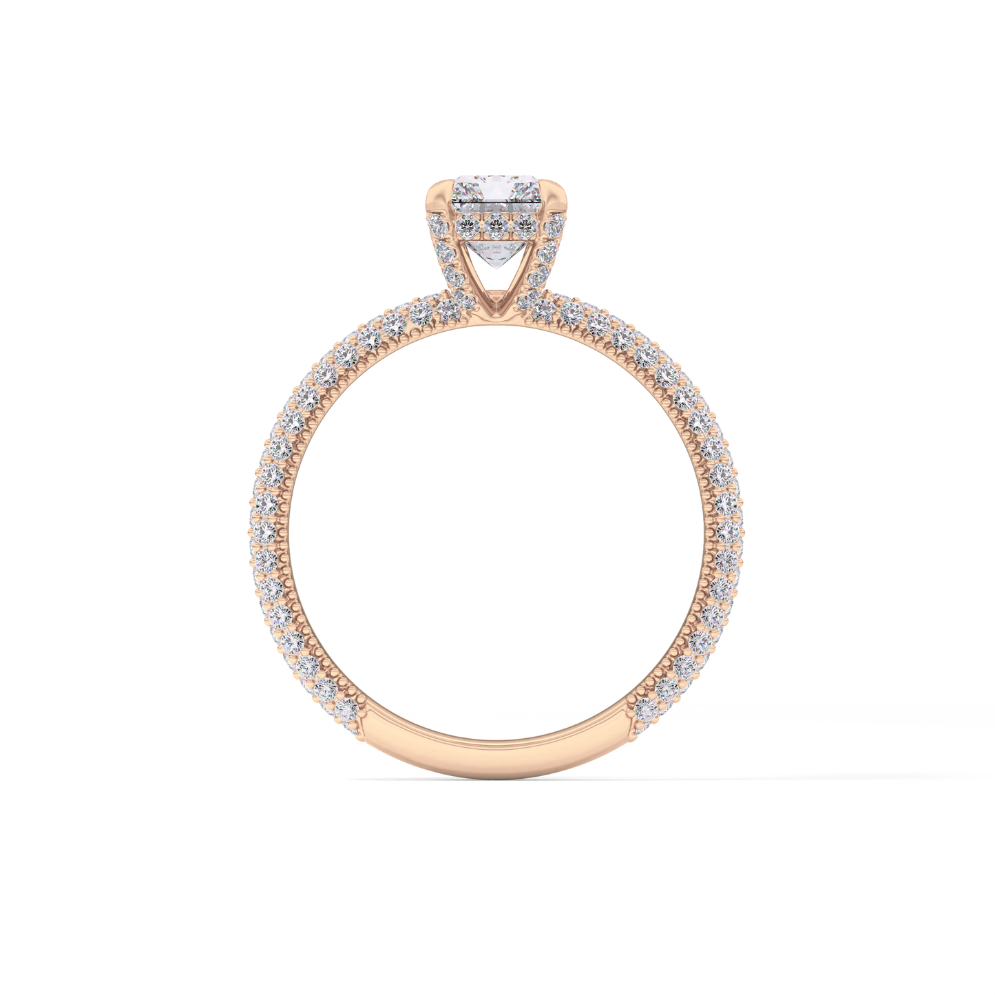 Radiant Cut 1.33 Carat Moissanite Ring – Hidden Halo and Pave Setting in Gold