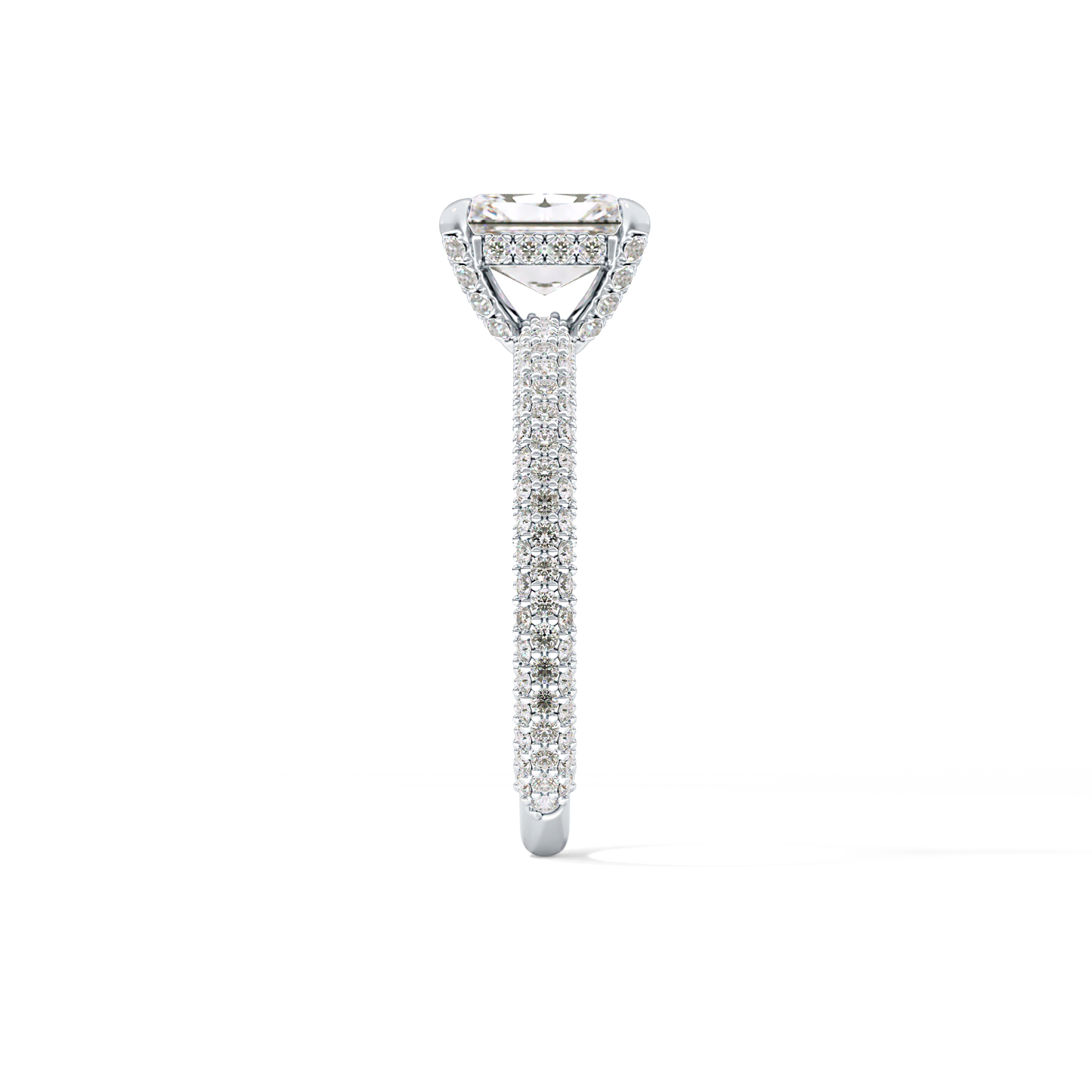Radiant Cut 1.33 Carat Moissanite Ring – Hidden Halo and Pave Setting in Gold
