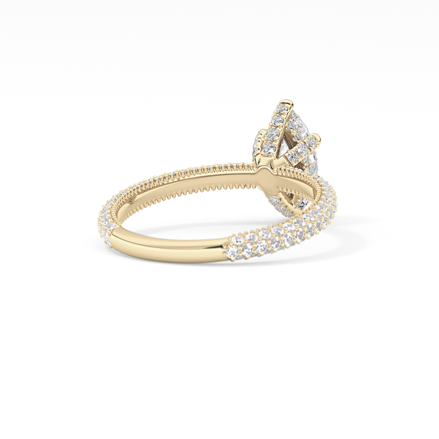 Marquise Cut 0.82 Carat Moissanite Ring – Hidden Halo and Pave Setting in Gold