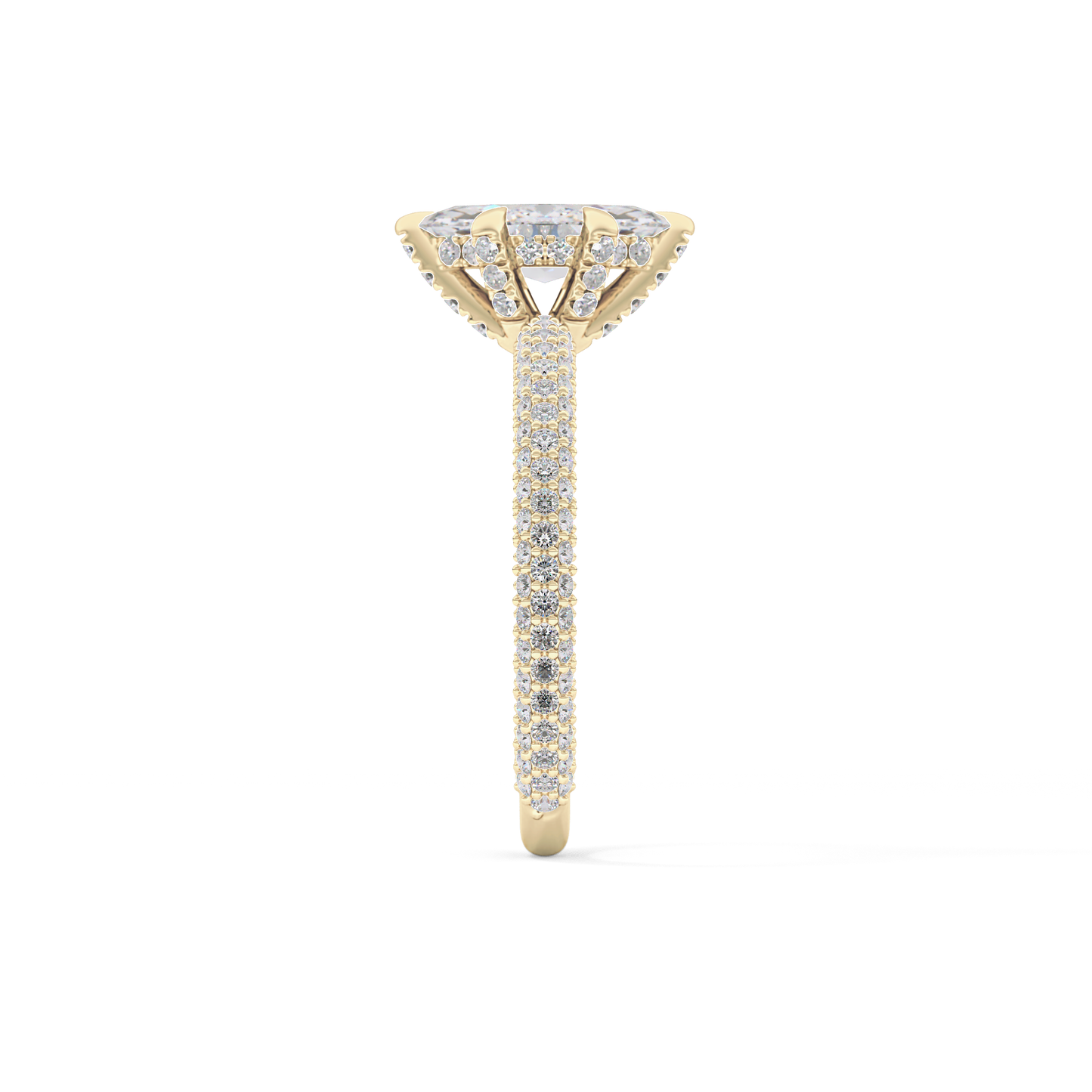Marquise Cut 0.82 Carat Moissanite Ring – Hidden Halo and Pave Setting in Gold