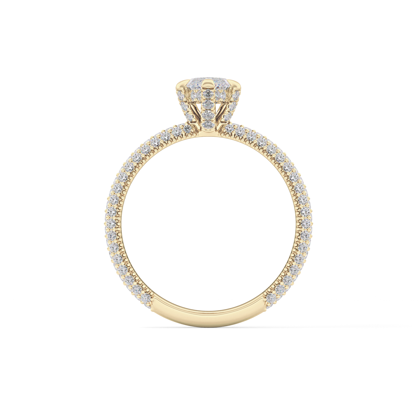 Marquise Cut 0.82 Carat Moissanite Ring – Hidden Halo and Pave Setting in Gold