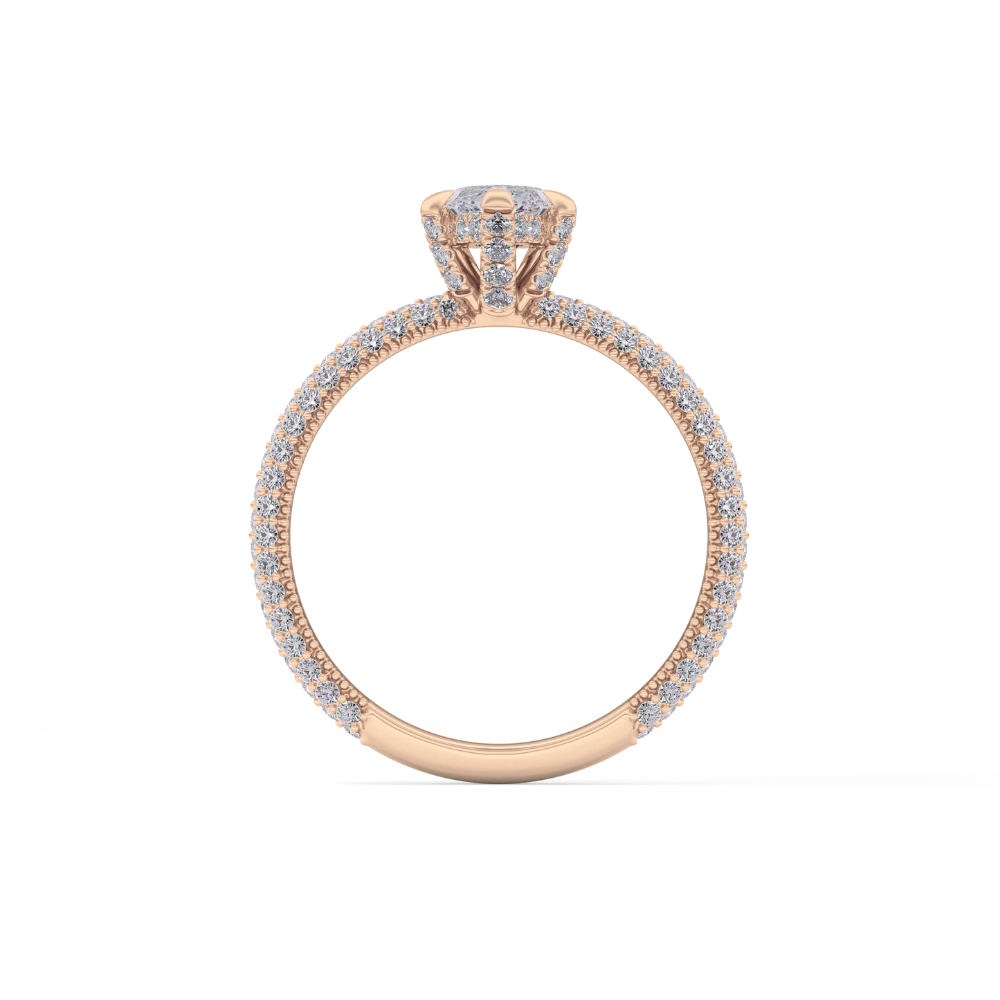 Marquise Cut 0.82 Carat Moissanite Ring – Hidden Halo and Pave Setting in Gold