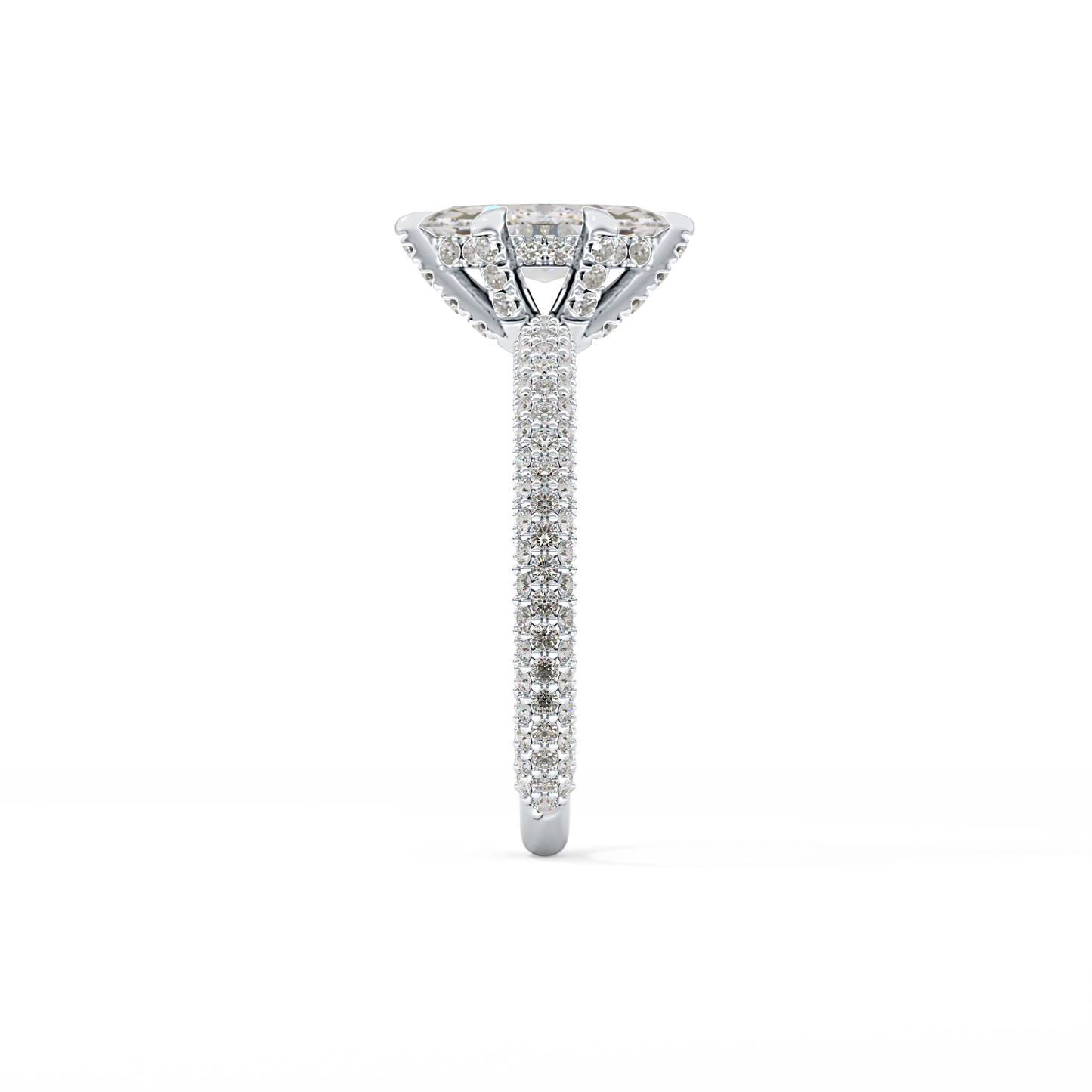 Marquise Cut 0.82 Carat Moissanite Ring – Hidden Halo and Pave Setting in Gold