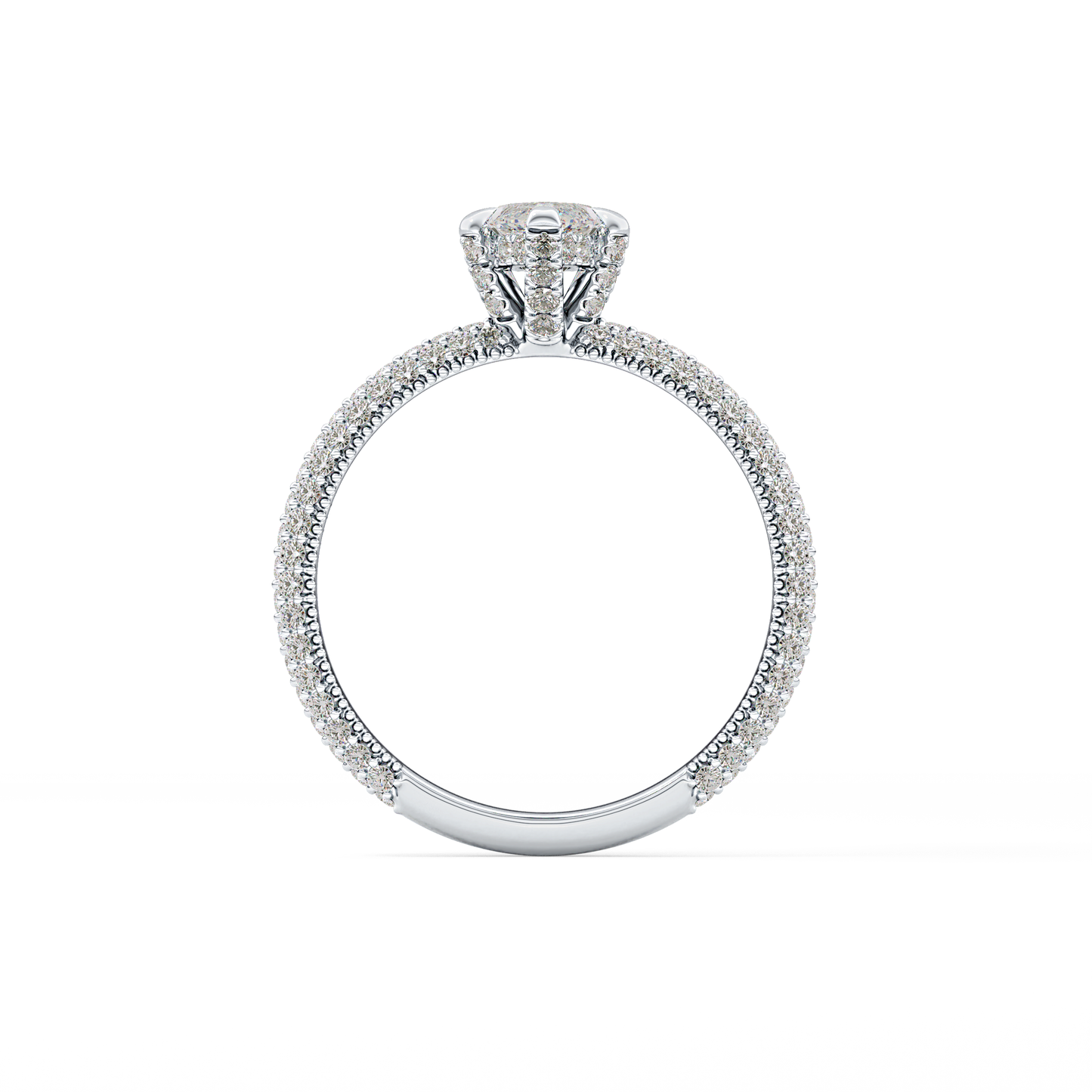 Marquise Cut 0.82 Carat Moissanite Ring – Hidden Halo and Pave Setting in Gold