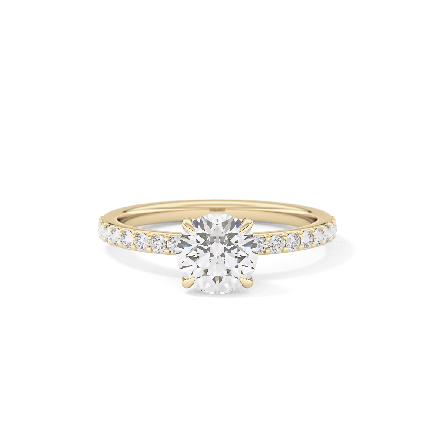 Round Cut 1.05 Carat Moissanite Ring – Pave Setting in Gold