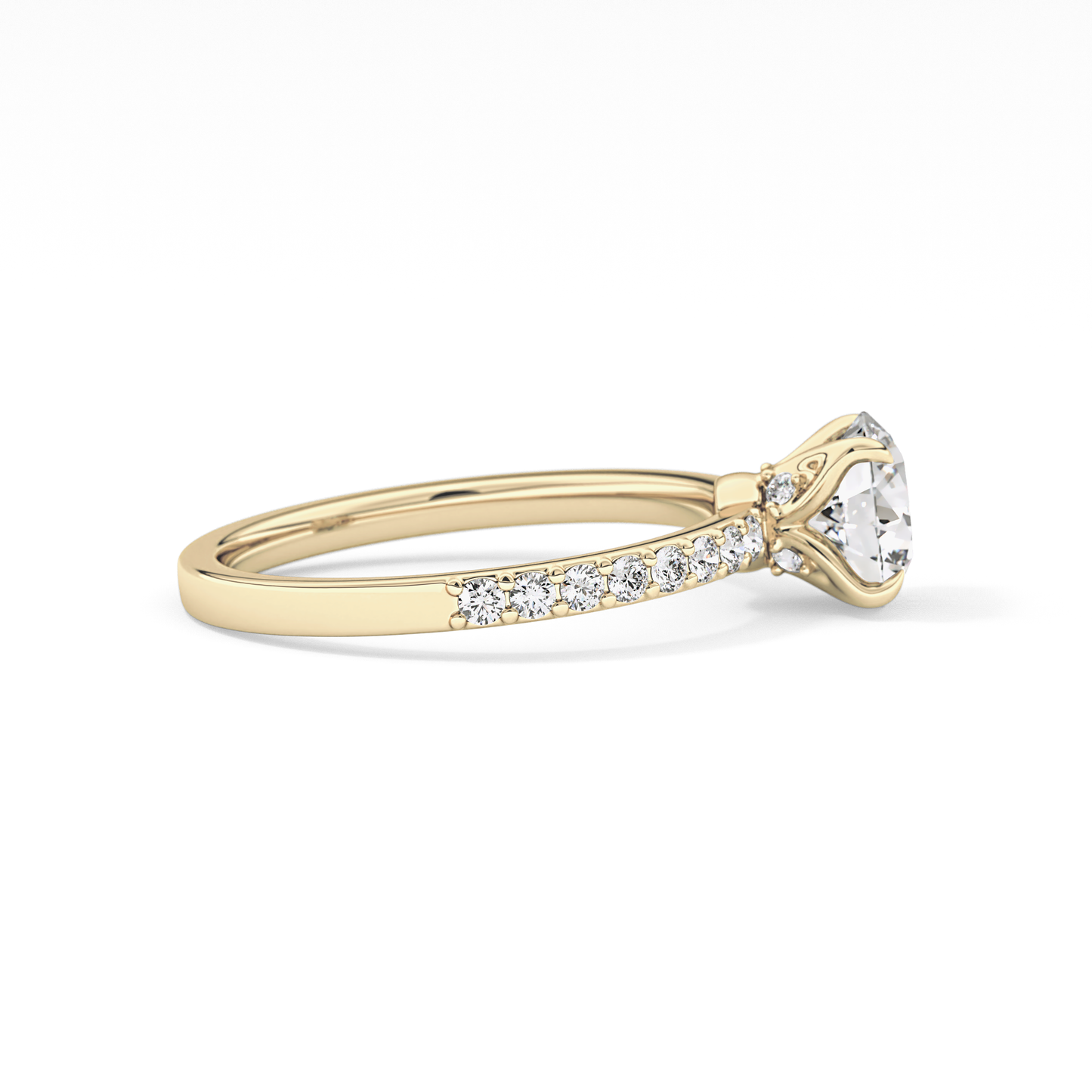 Round Cut 1.05 Carat Moissanite Ring – Pave Setting in Gold
